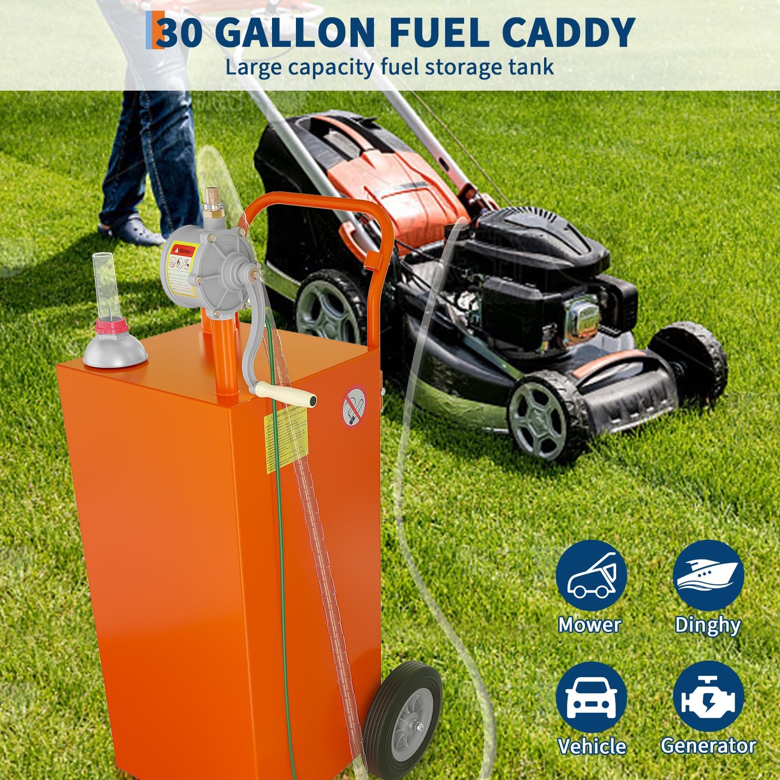 30 Gallon Fuel Caddy Fuel Storage Tank, Gasoline Diesel Fuel Container with Pump