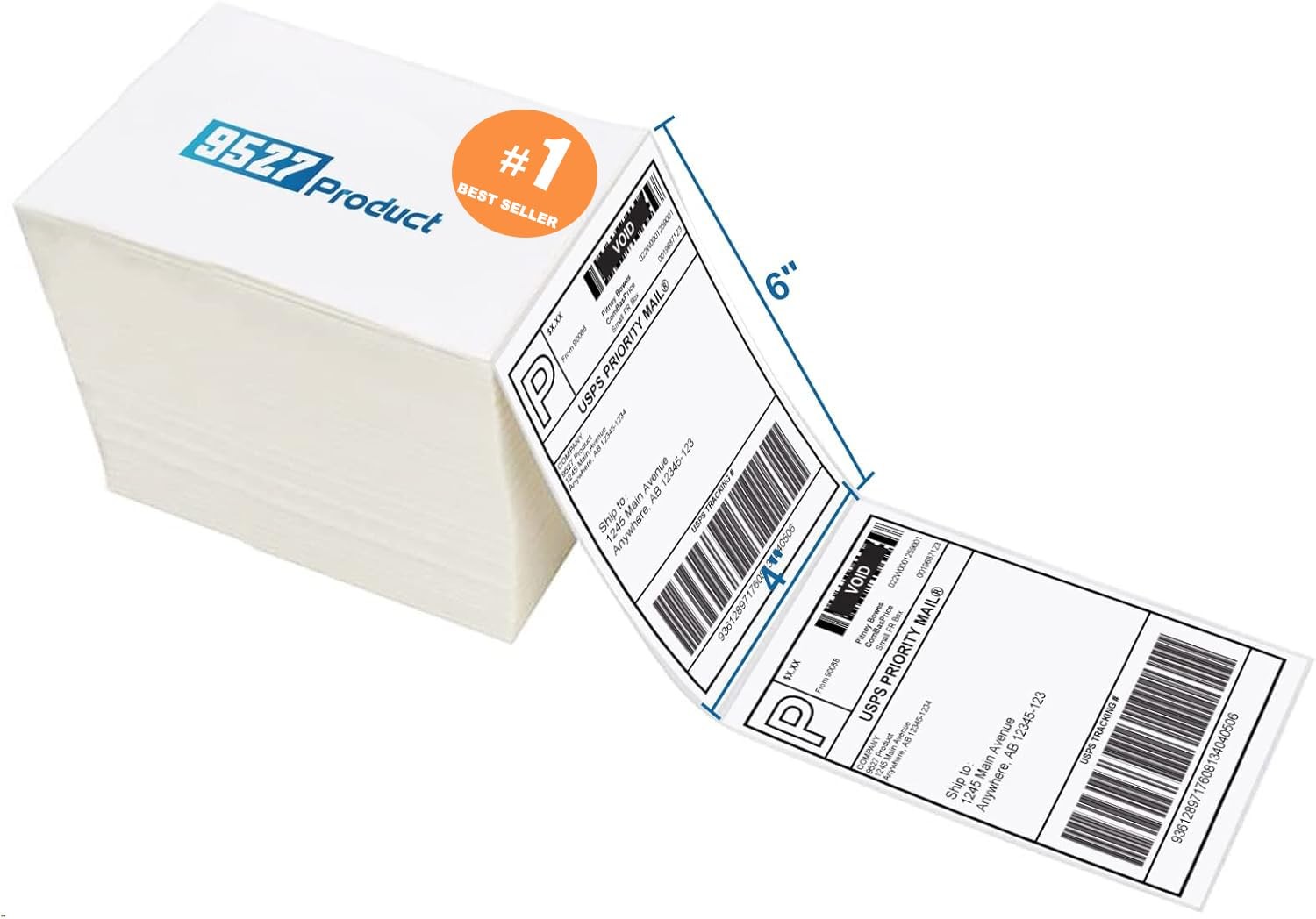 9527 Product Fanfold 4 x 6 Direct Thermal Labels 1 Stacks | 500 Labels, White