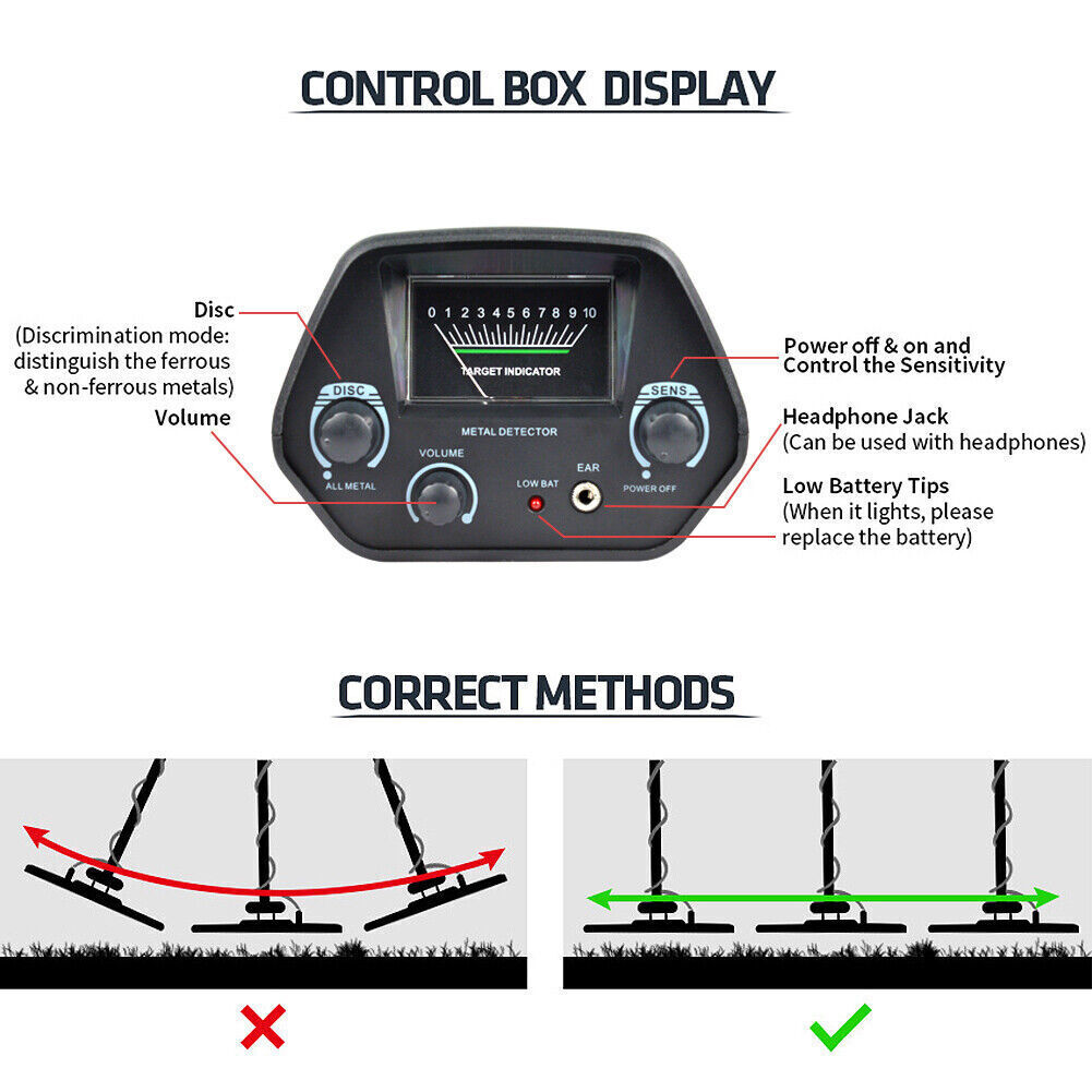 Deep Ground Metal Detector For Adults Underwater Beach Yard Waterproof Seeker US