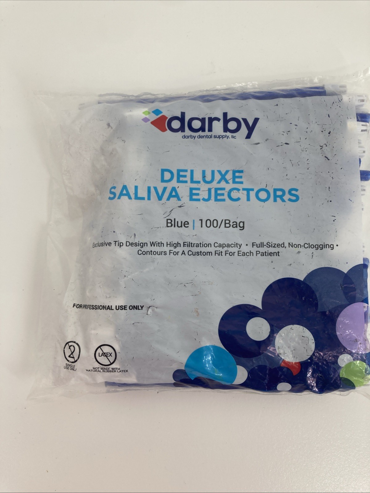 Darby Dental Deluxe Saliva Ejector Tips Blue Pack of 100 Tips NEW Sealed P5