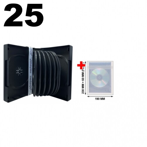 25 Black 16 Disc DVD Cases & 100 OPP Bags