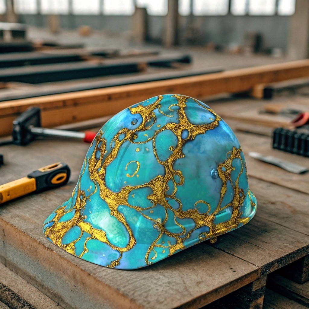 Gold Splashed Turquoise – 18″x46″ Hydrographic Film Hydro Dipping