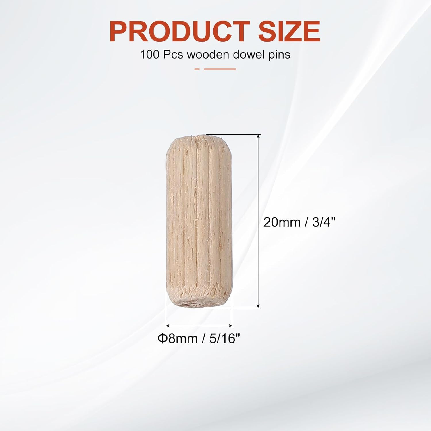 Wooden Dowel Pins 5/16 x 3/4 8mm x 20mm Straight Dowel Rods Count 100