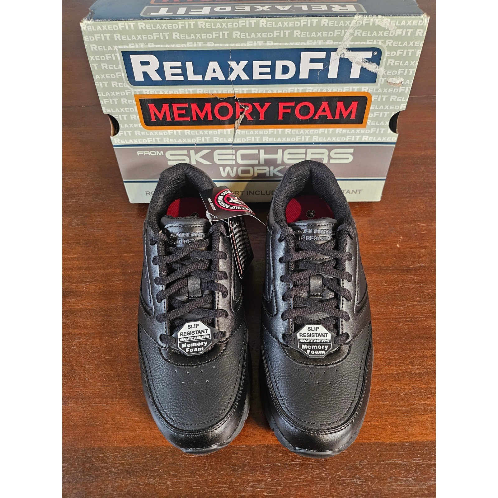 Skechers Work Nampa Wyola Women Size 7.5 Black Slip Resistant Memory Foam 77235