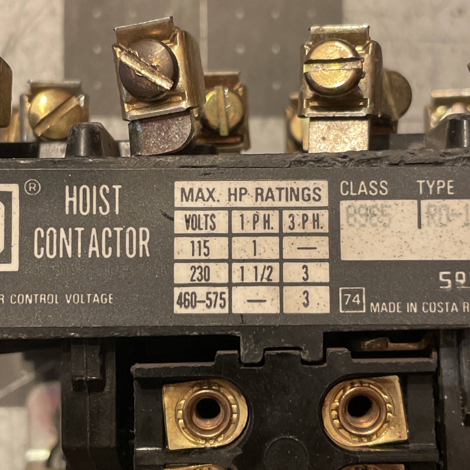 Square D Hoist Contactor Class 8965 Type R012 Series B GOOD SHAPE FAST SHIPPING