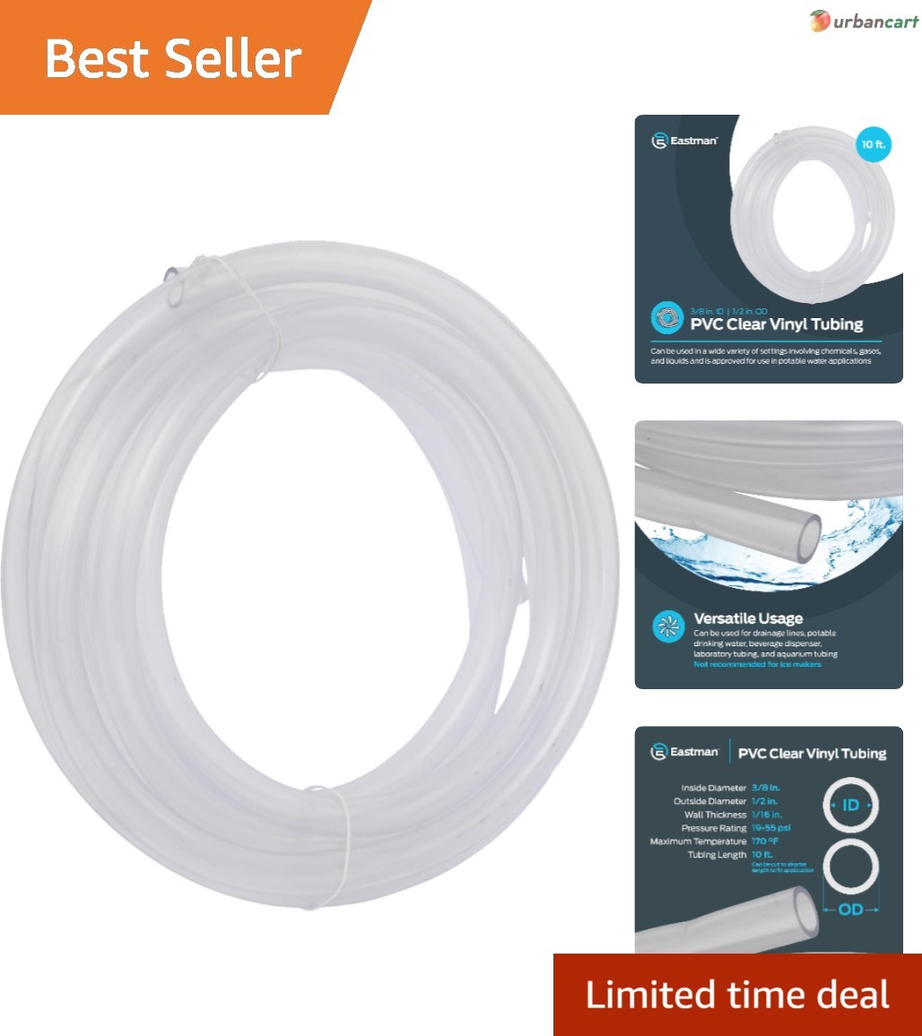 10 Ft Clear PVC Vinyl Tubing – Flexible, Versatile for Water & Liquids