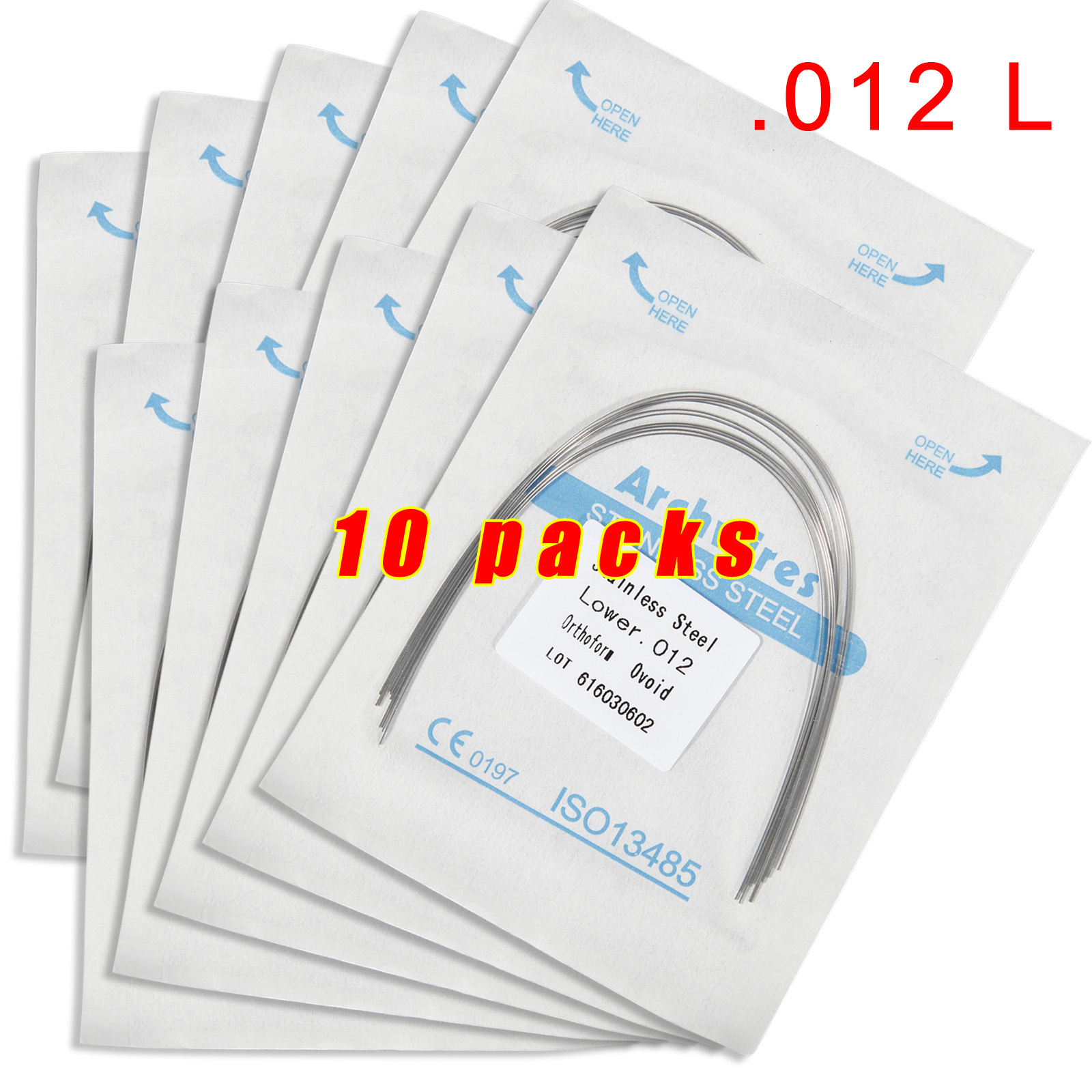 100pcs/10 Packs Dent Orthodontic Stainless Steel Arch Wires Ovoid Form U & L