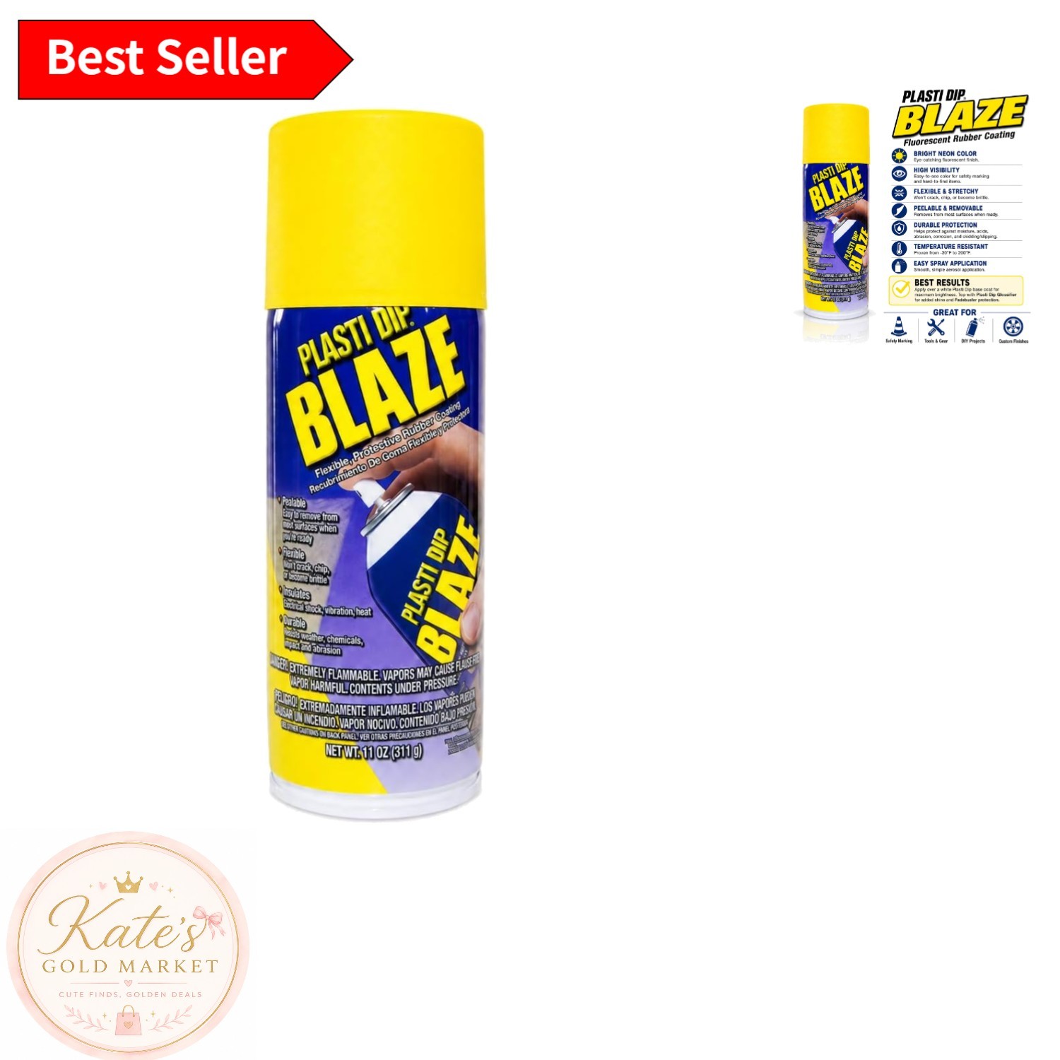 Plasti Dip Yellow Rubber Coating 11 oz – Multi-Purpose & Non-Toxic Protection
