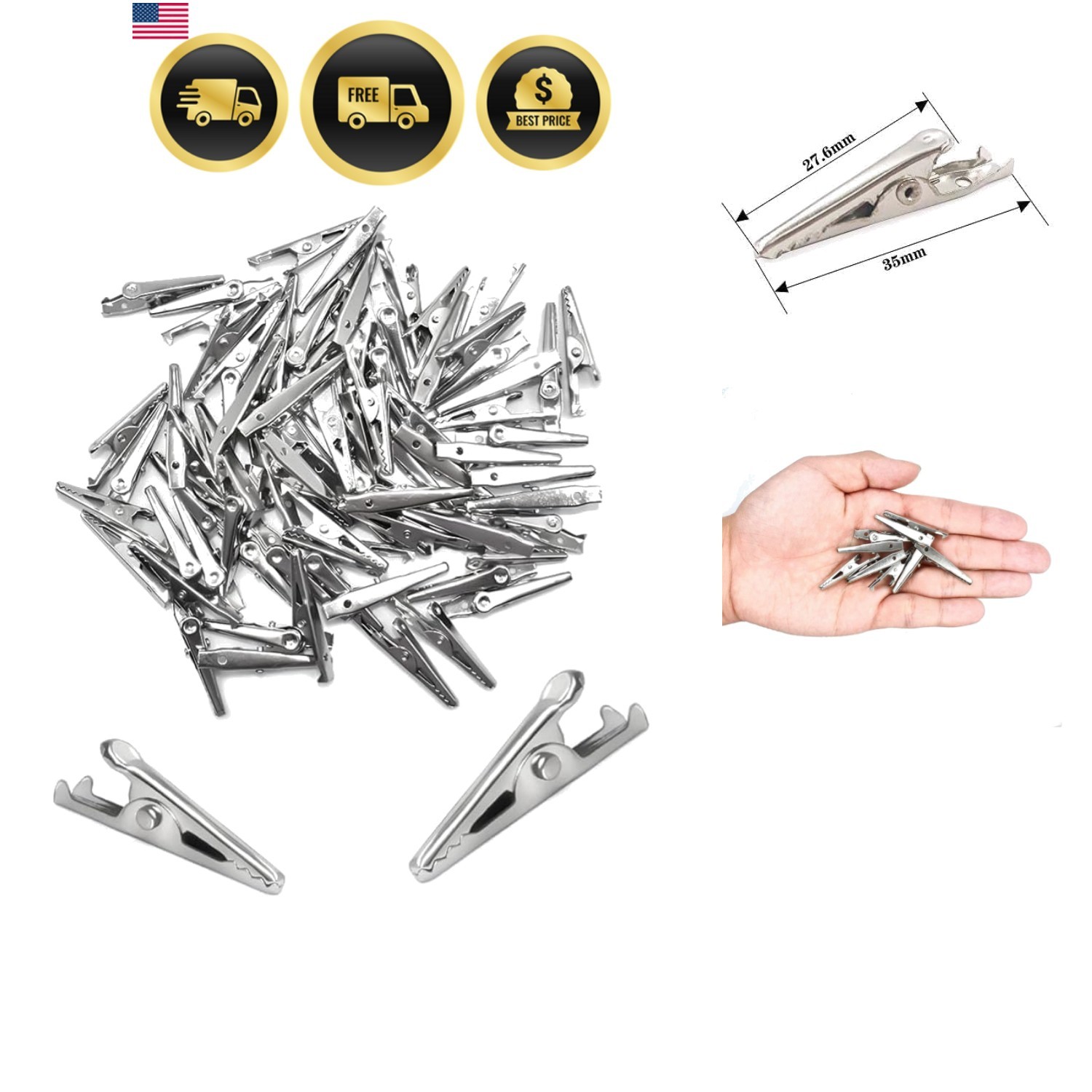 35mm Metal Alligator Clip Pack of 100pcs