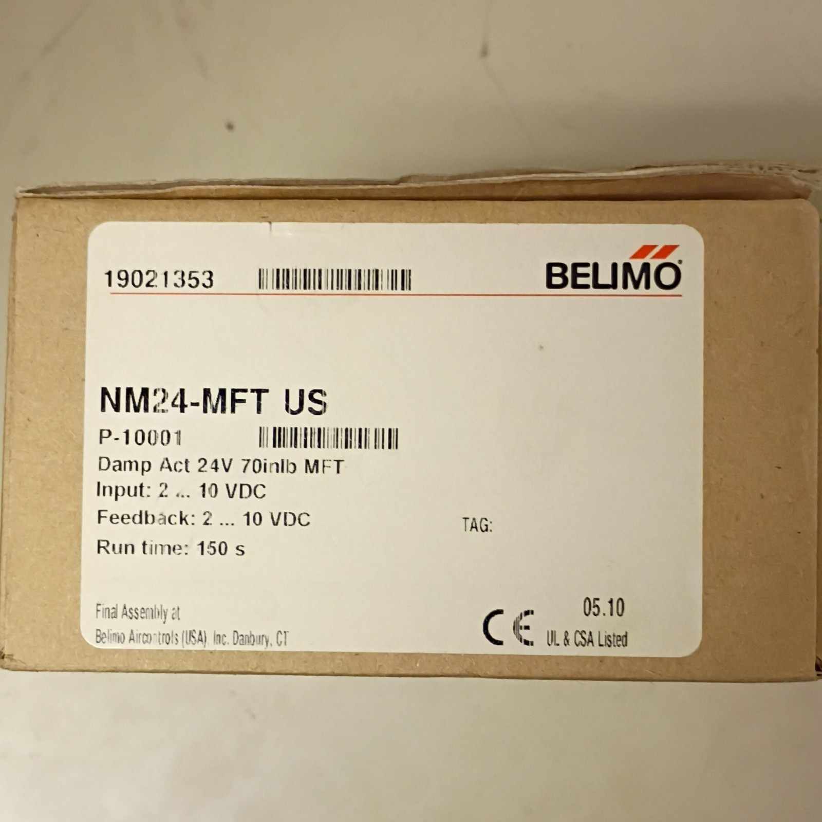 Belimo NM24-MFT US Damper Actuator 24V Corded Electric MPN NM24-MFT US