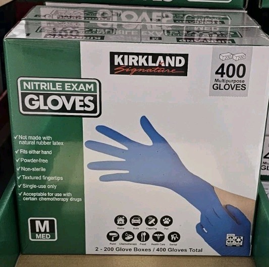 Kirkland Signature. Nitrile Exam Gloves, Medium. 400 Count