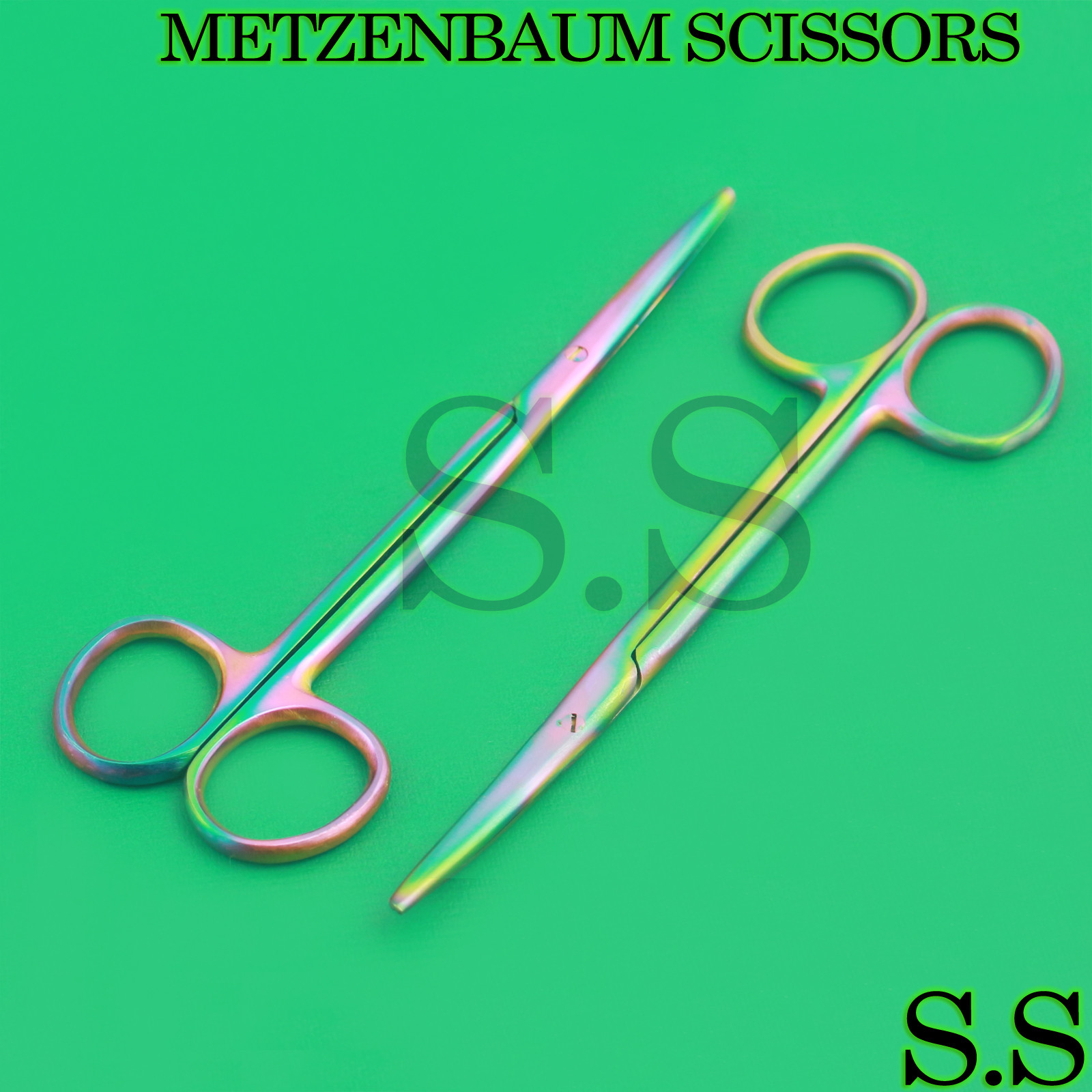 2 Multi Titanium Color Rainbow Metzenbaum Scissors 5.5″ Straight & Curved