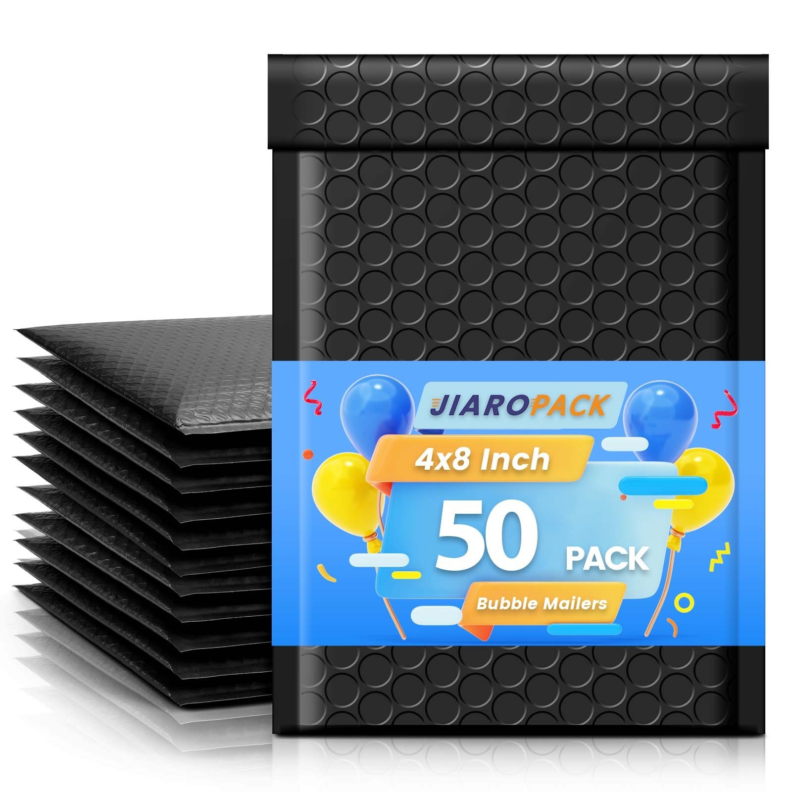 50pcs Poly Bubble Mailer 4×8″ Small Padded Envelope Mailing Bags 4×7 Black #000