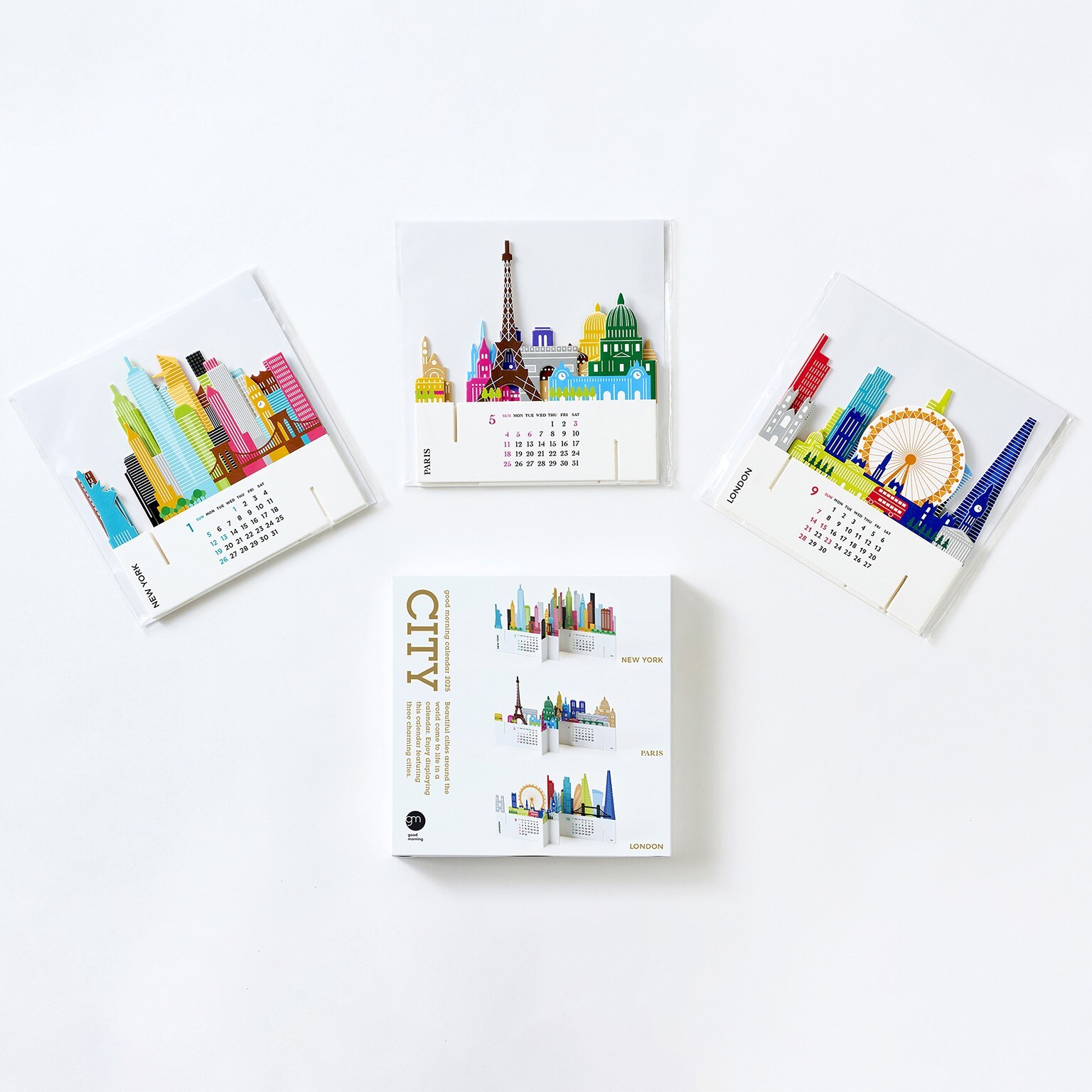 good morning Calendar Year 2025 Paper CITY/Zoo/Travel/Dogs/Tree/Green JAPAN NEW
