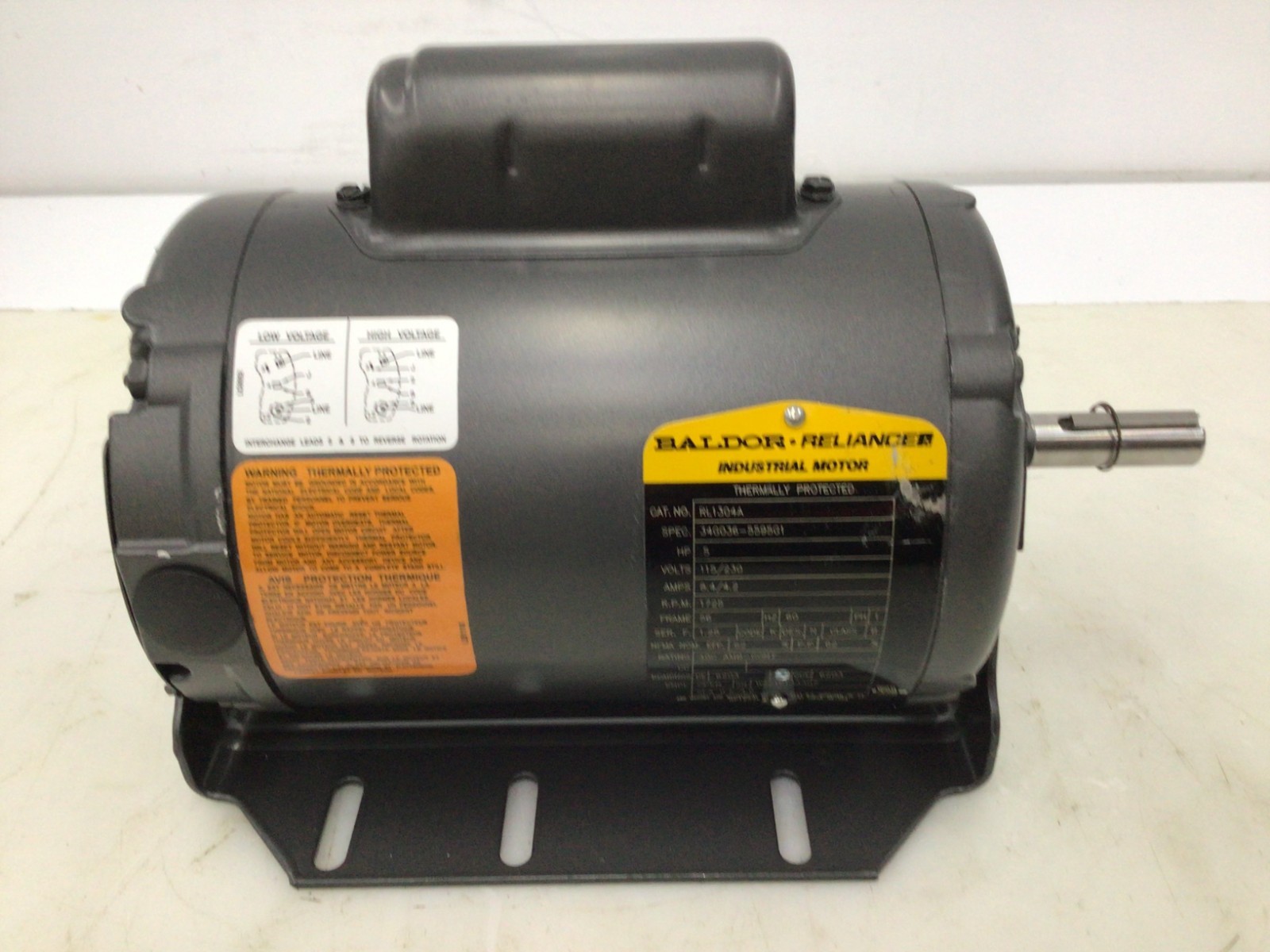 Baldor RL1304A 1/2 .5 HP 115/230 VOLT 1725 RPM 56, MOTOR NIB