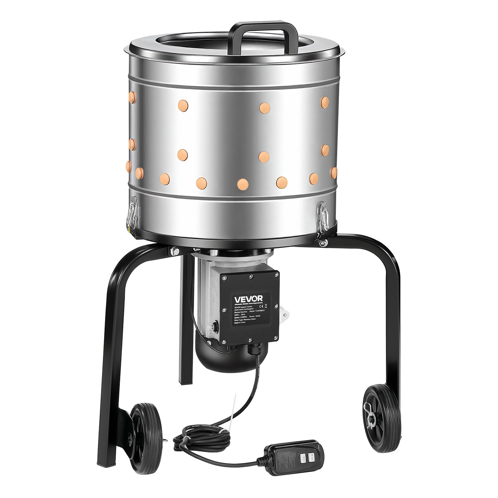 VEVOR 15.7″ Electric Chicken Plucker Machine 550W & 275RPM 114 Fingers & Wheels