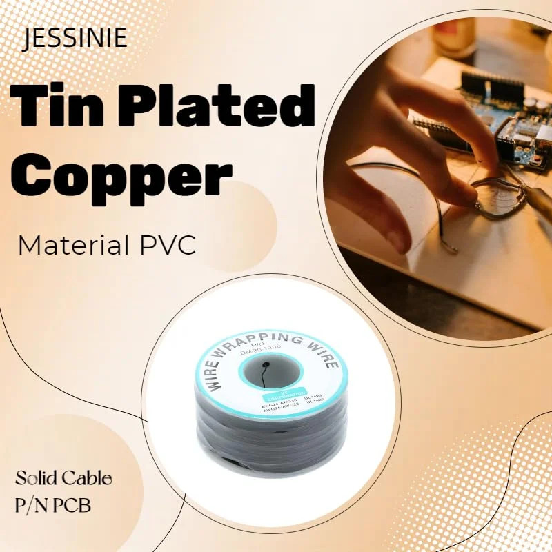 Black Electronic Wire DM-30-1000 – 30 AWG Single Core Tinned Copper Solid Cable,
