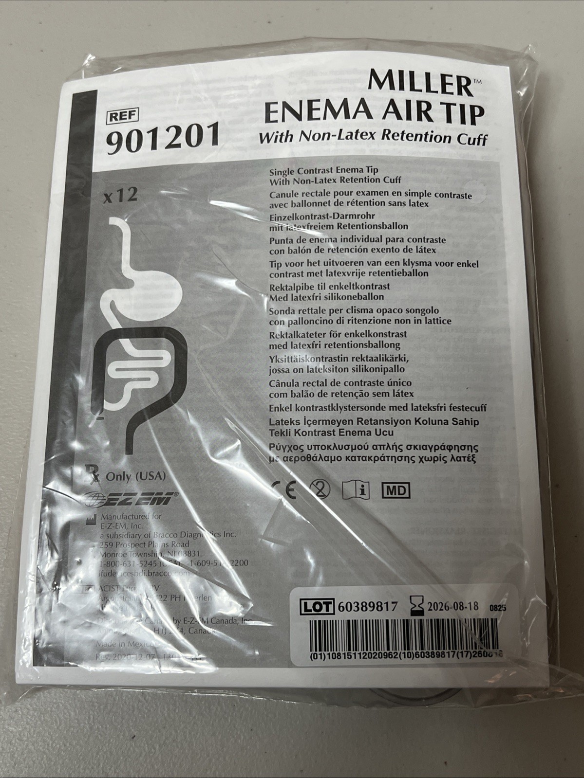 ENEMA AIR TIP WITH NON-LATEX RETENTION CUFF