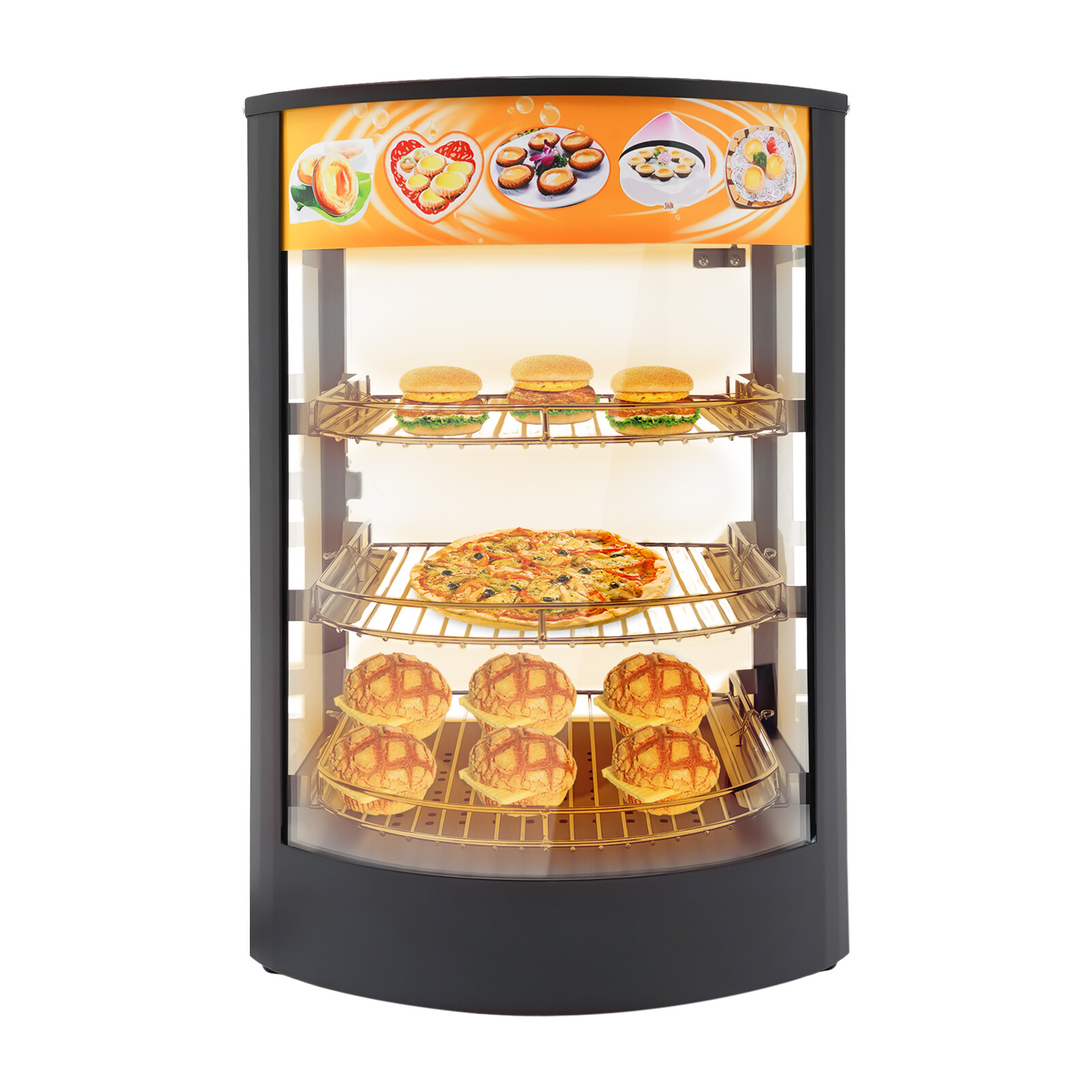 3-tier Commercial Food Warmer Display Case Warming Cabinet For Pizza Tart Burger