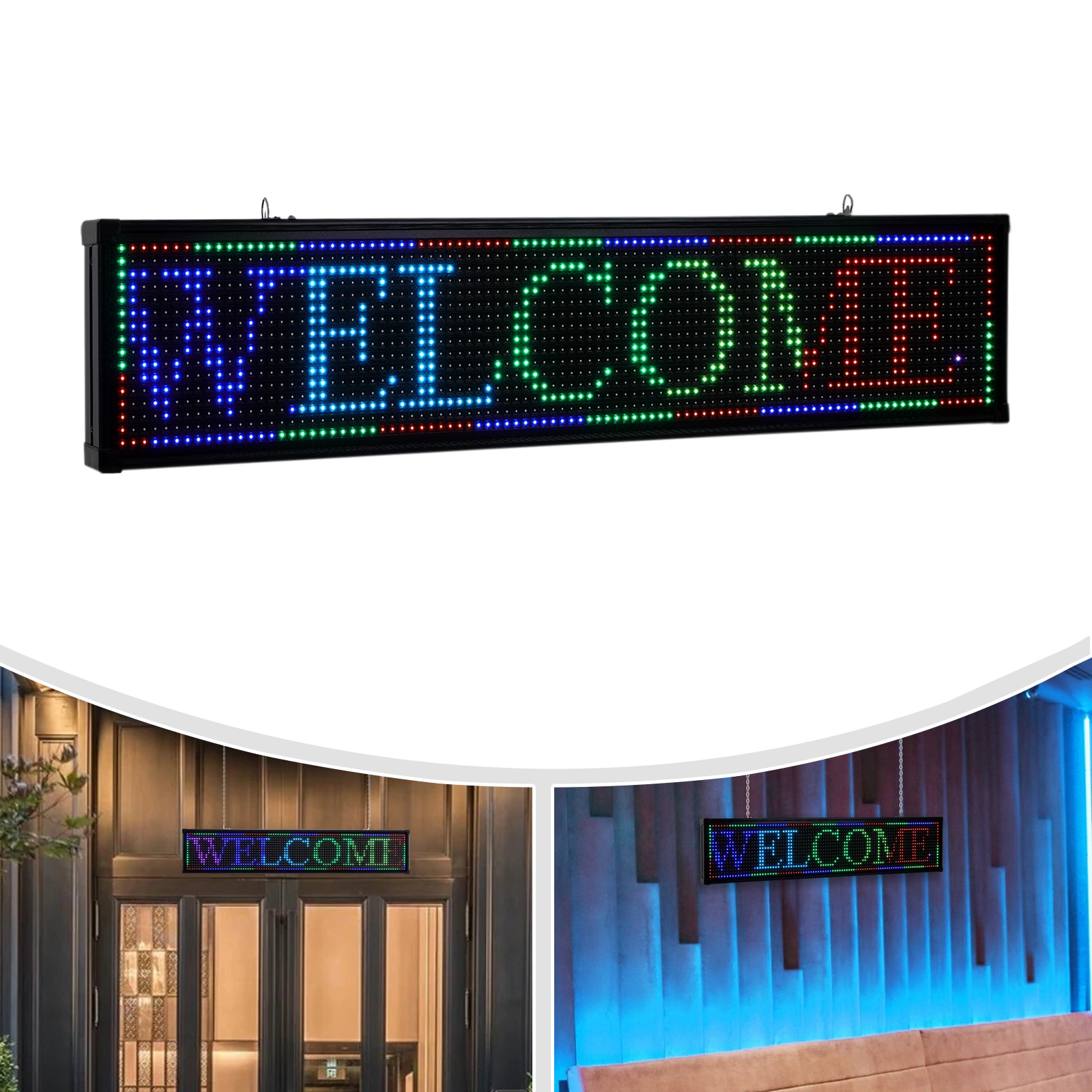 LED Sign 40″ X 8″ Scrolling Message Display Board 7 Color Programmable