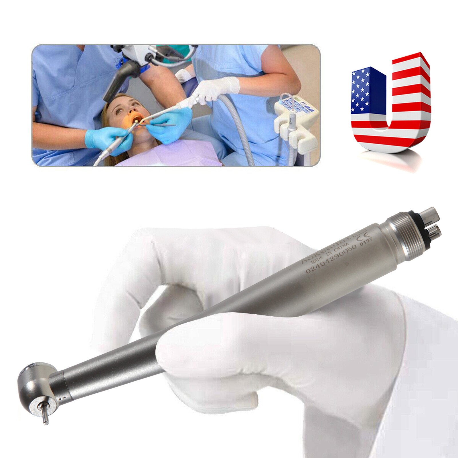 10Pcs ASkeadnt Dental High Speed Handpiece Push Button 4Hole NSK Pana Max Style