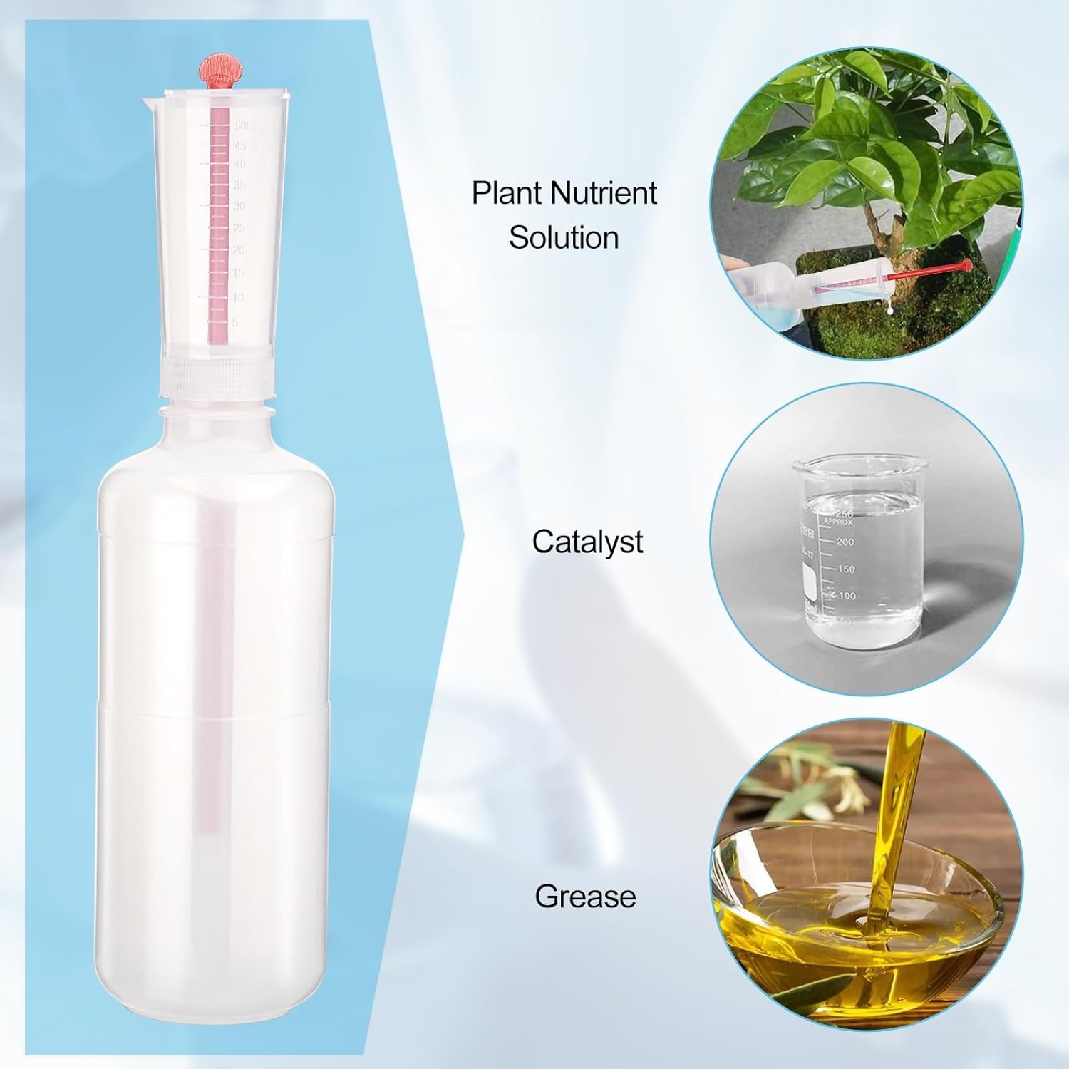 2x500ml Catalyst Dispenser Catalyst Bottle with Measuring Cups Adjustable Volume