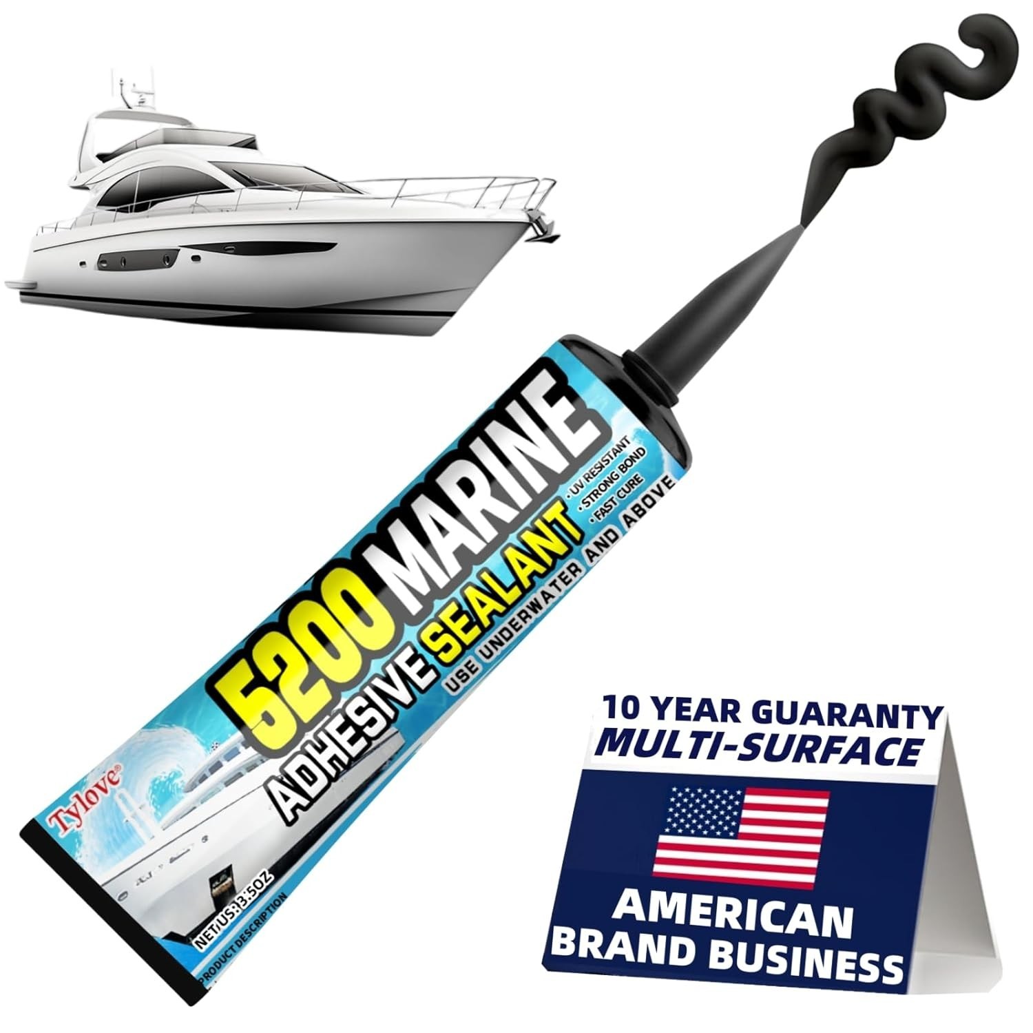 3M 5200 Fast Cure Marine Adhesive Sealant Black 3oz Waterproof