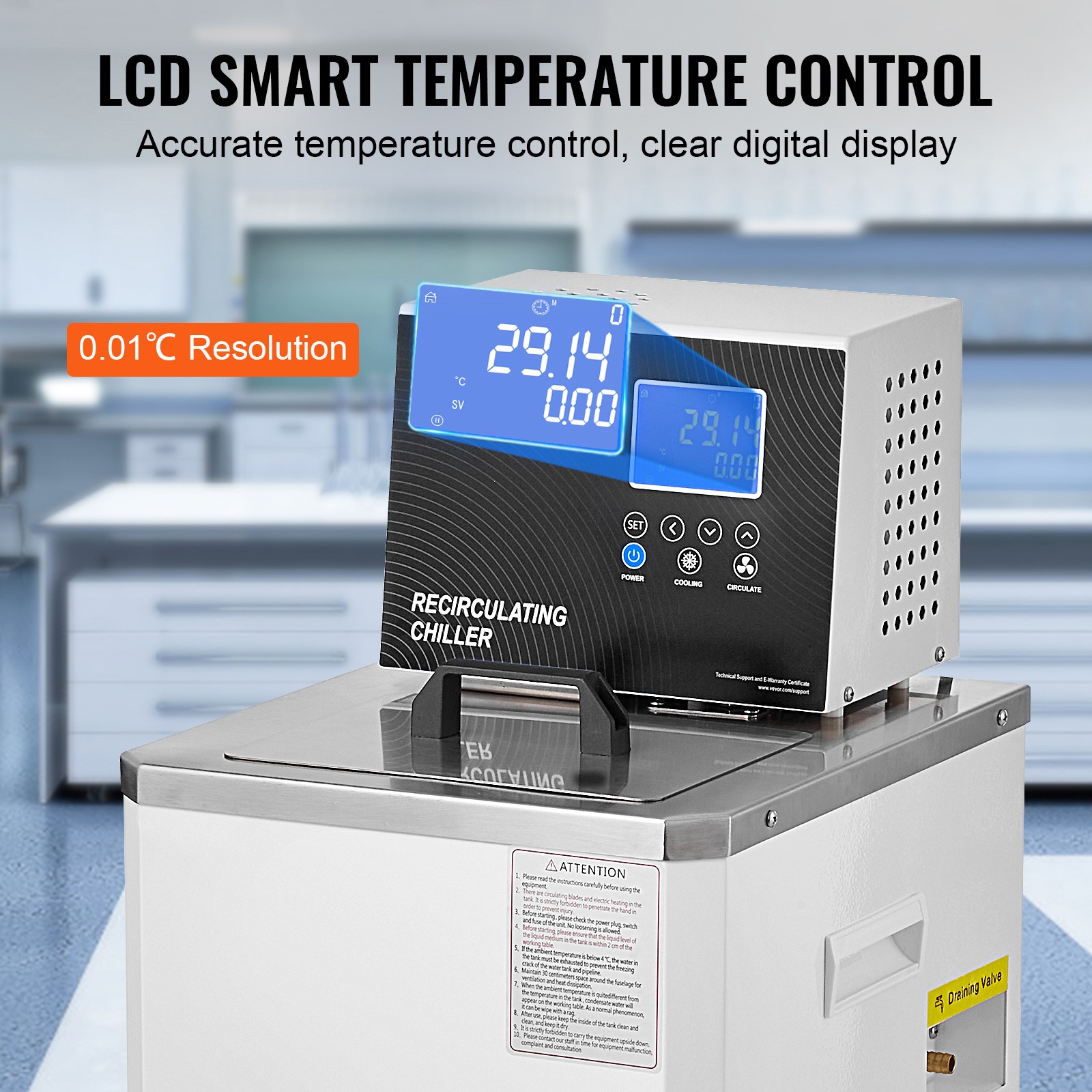 Uimoso 6L Laboratory Recirculating Chiller with Temperature Range 23°F-212°F