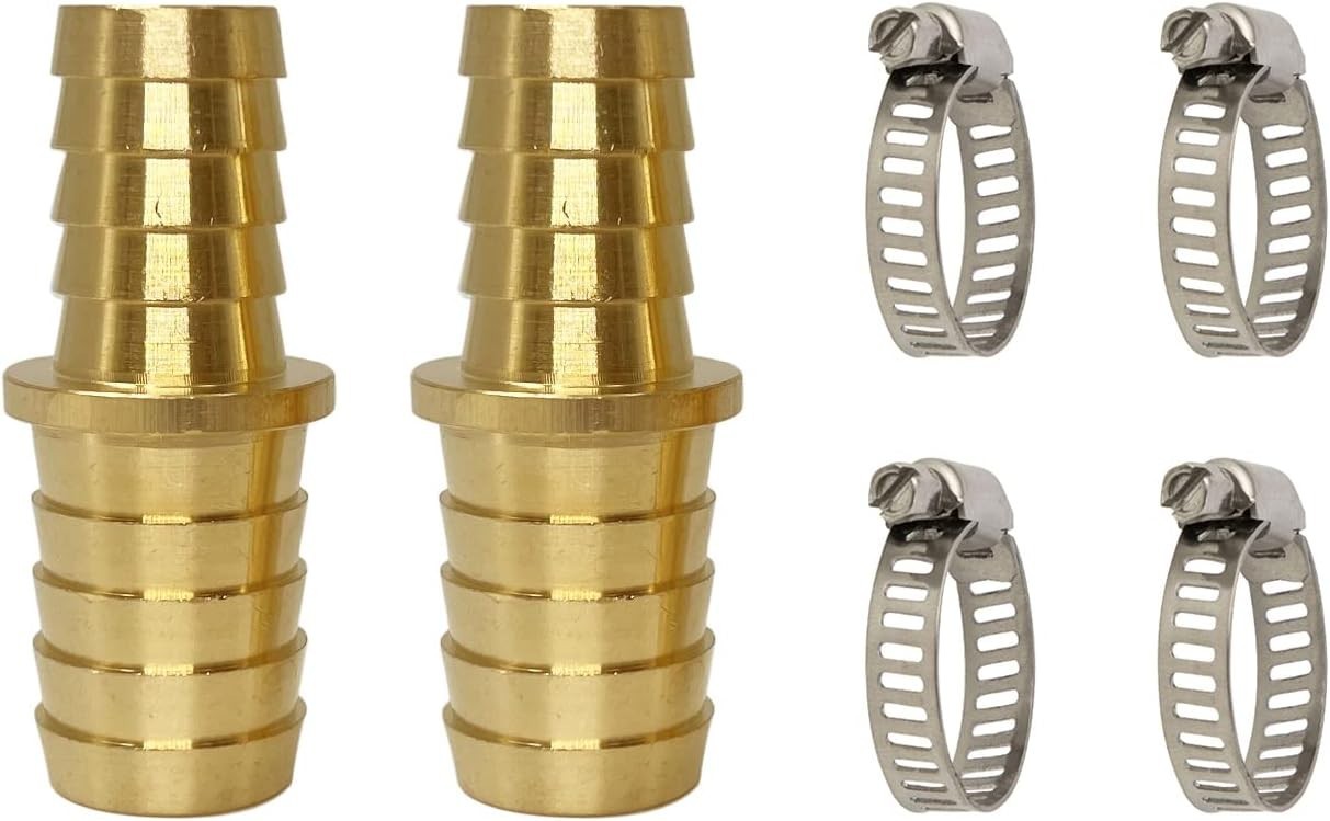 LIONMAX Hose Barb Fittings Reducer 2 PCS, Brass Hose Barb Adapter, 3/4” to 5/8′