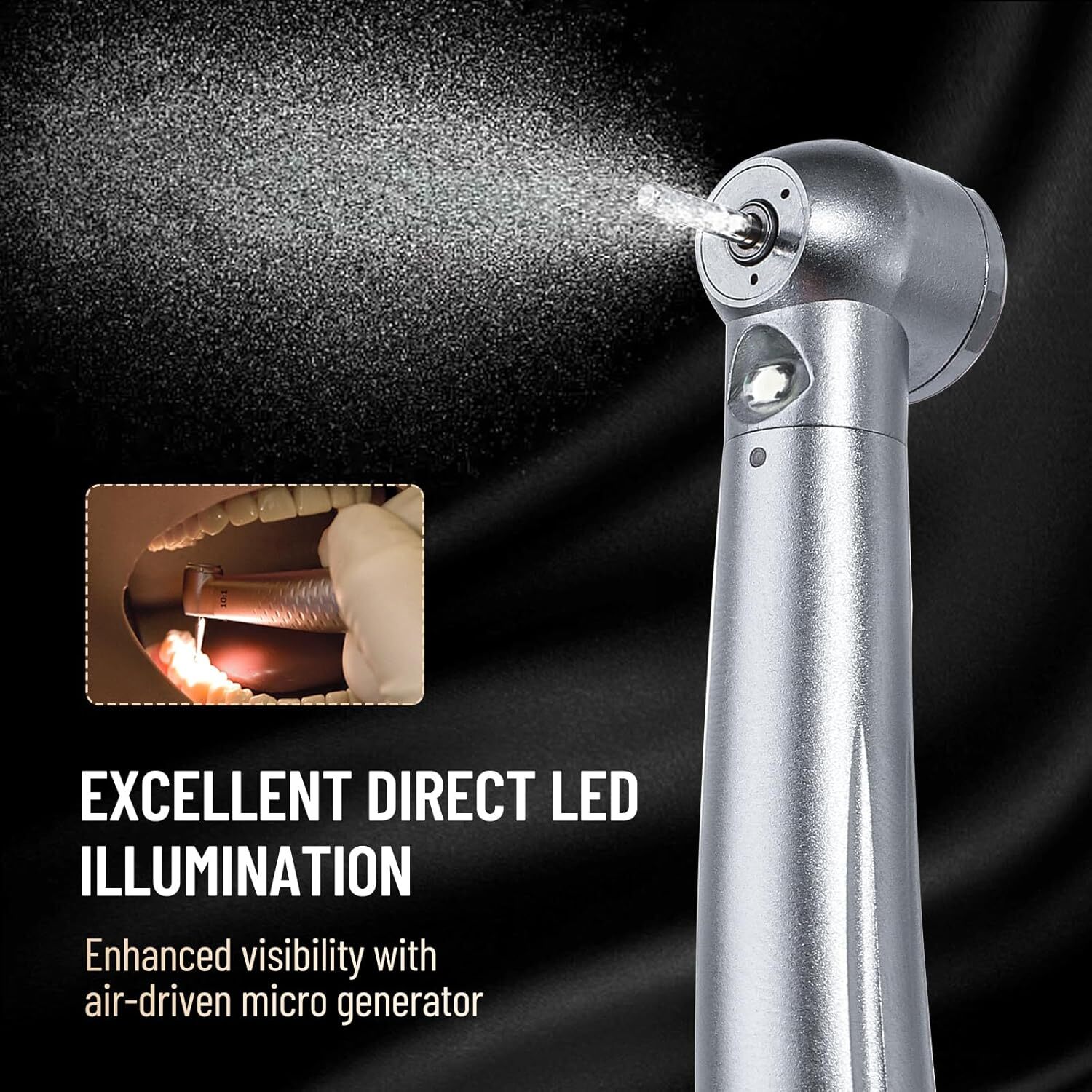 Triple Water Spray Dental High Speed Handpiece LED E-generator Push Button 10Pcs