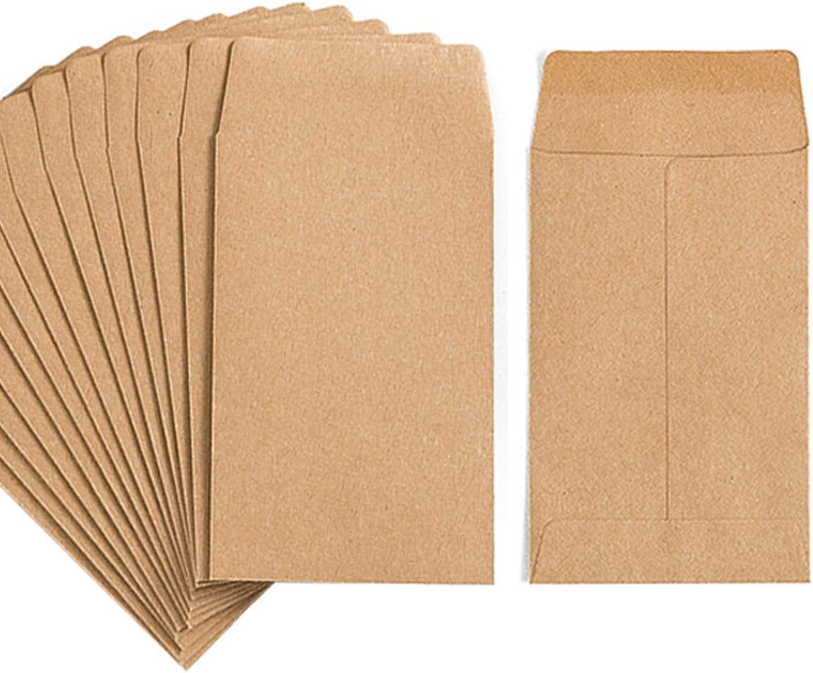 100 Pack Small Coin Envelopes Self-Adhesive Kraft Paper Seed Envelopes Mini Part