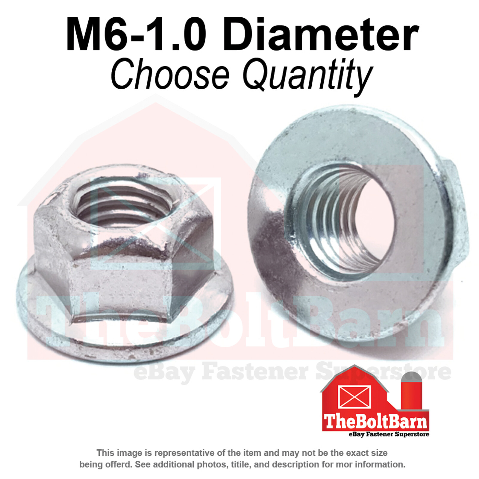 M6-1.0 Class 10 Hex Flange Top Lock Nuts Zinc Clear Coarse Thread (Pick Qty)