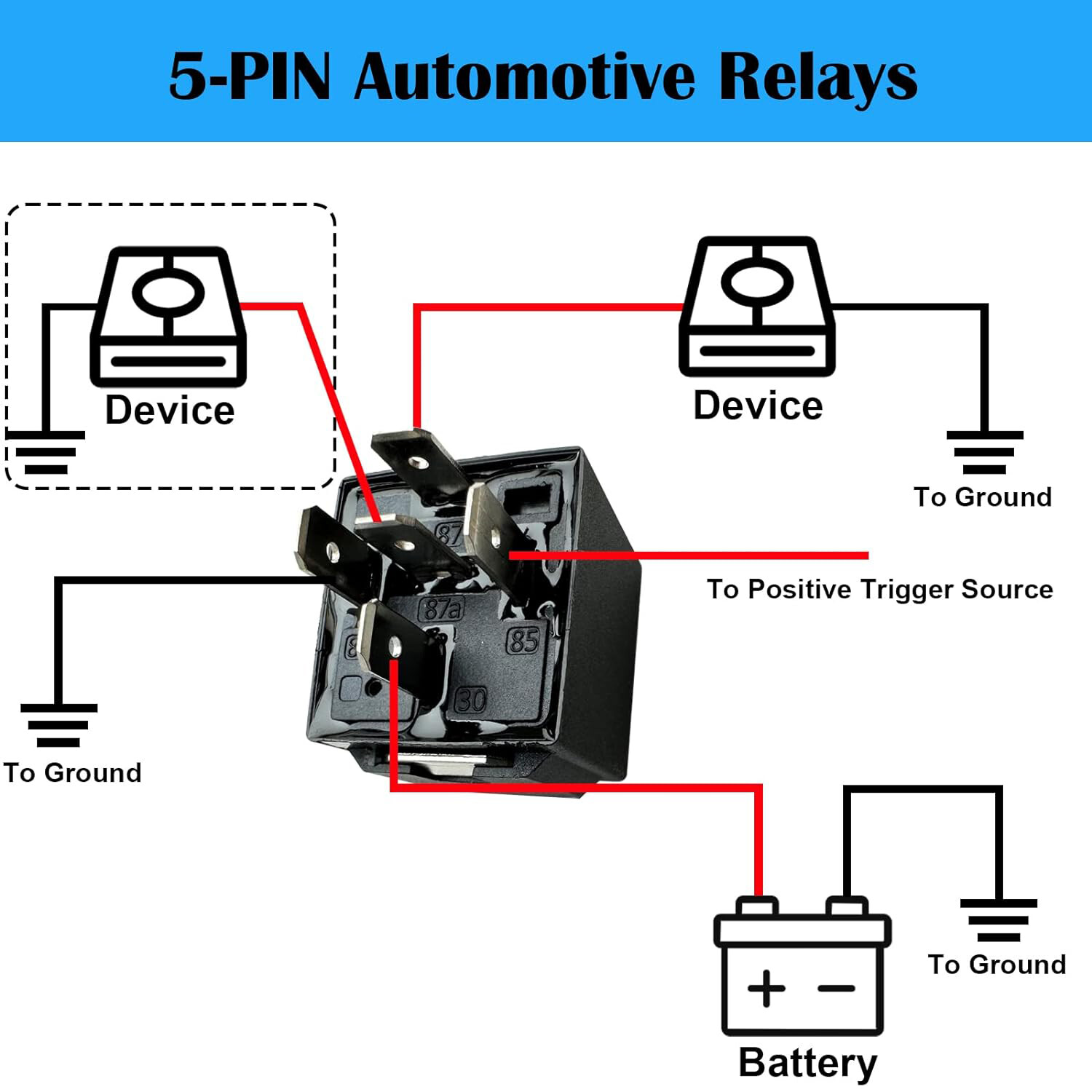 5pcs 5Pin Car Automotive SPDT Relay Switch Harness Socket Waterproof 40A 12V DC