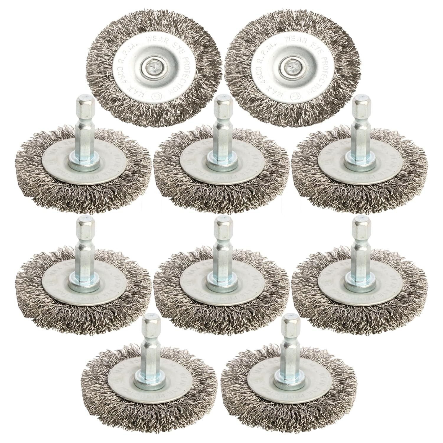 Hiqalty 10pcs 2″ Stainless Steel Wire Wheel Brushes Kit for Drill with 1/4-In…