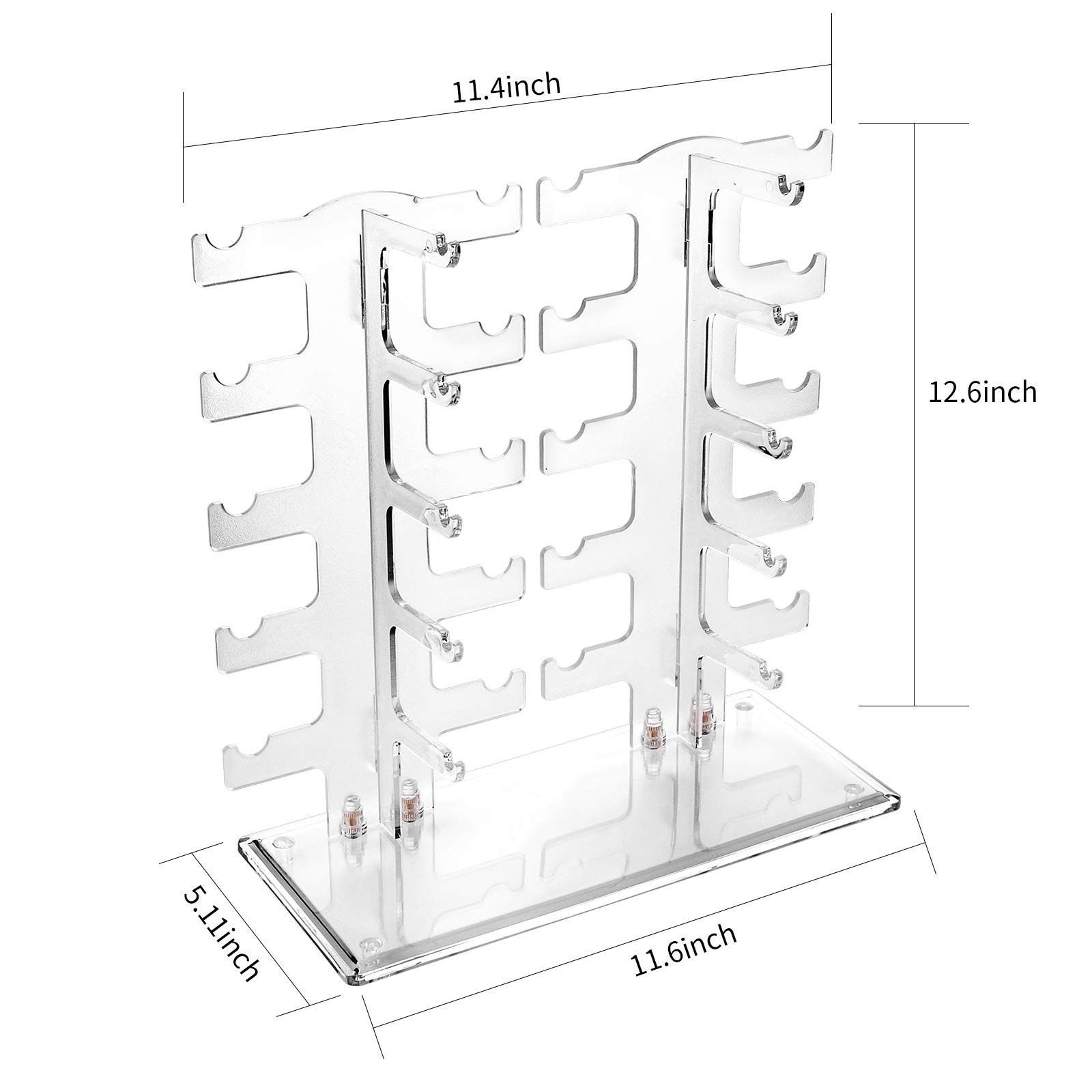 Lamoutor 2 Row Sunglasses Rack Holder Glasses Display Stand Transparent Color