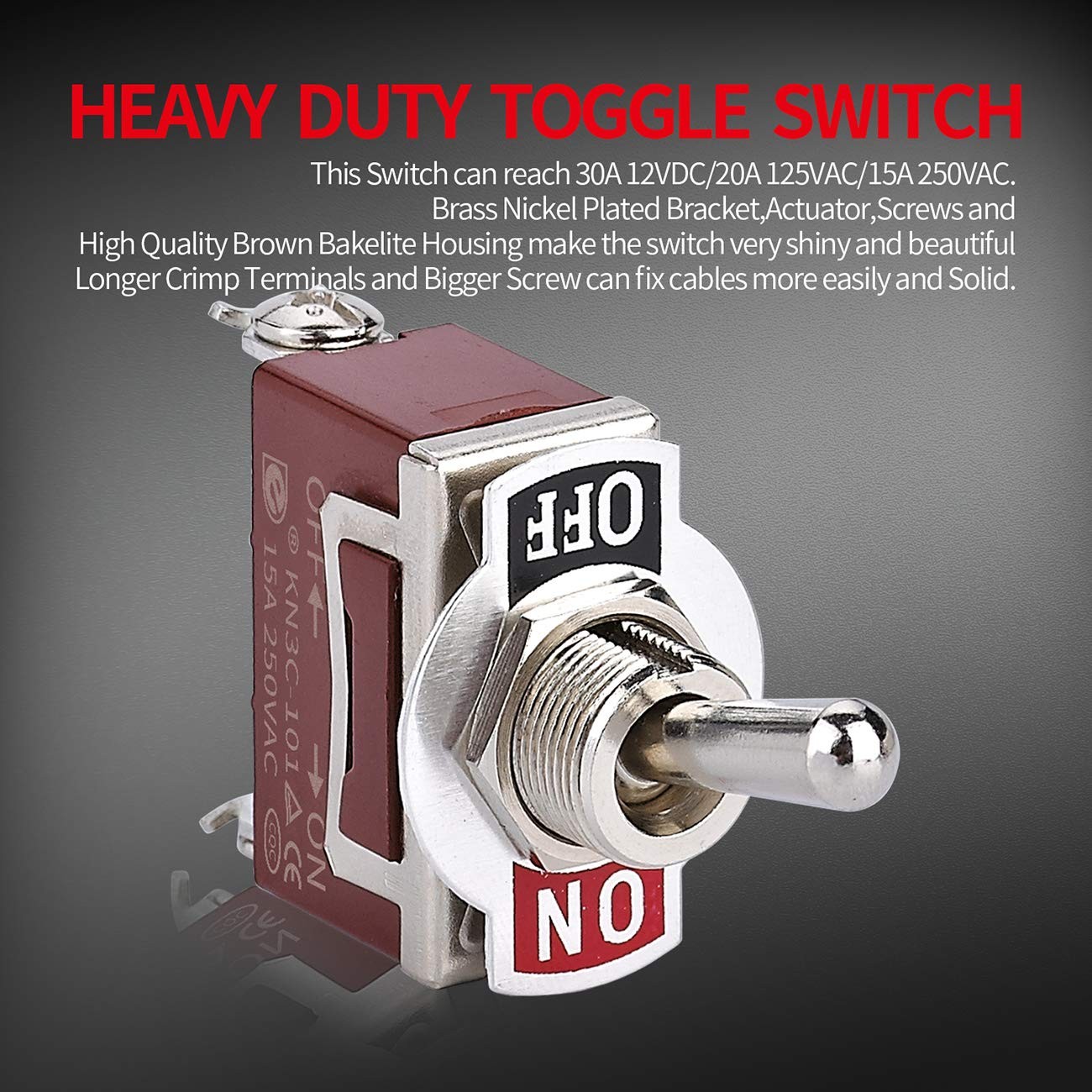 Waterproof Toggle Switch 12V DC 30A Heavy Duty 2 Pin ON Off SPST Weatherproof