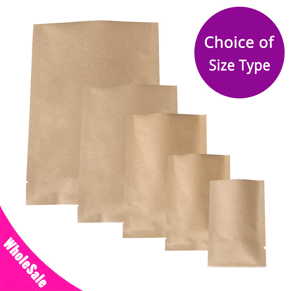 Multi-size Kraft Paper Silver Laminated Inner Open Top Bag Pouch – Wholesale