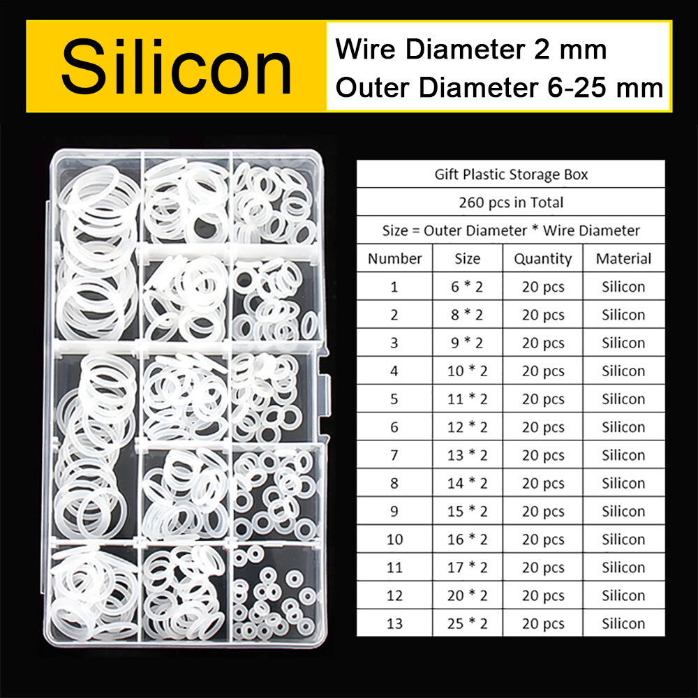 O-Ring Assortment Kit Set NBR / FKM / VMQ Material, Multiple Type, Oil Proof Air