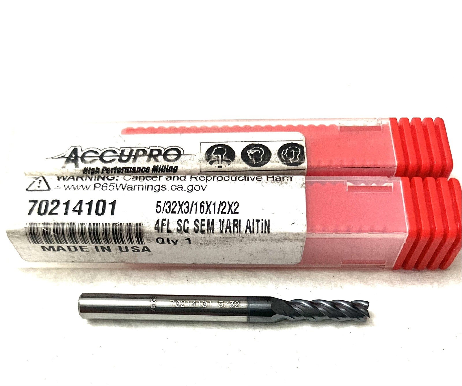 5Pcs 5/32″ Square End Mill 4 Flute Solid Carbide AlTiN Accupro 70214101
