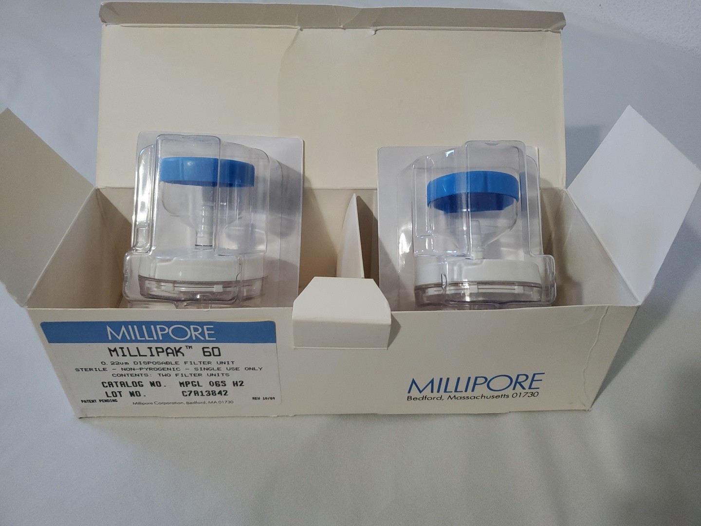 2 pcs Millipore Millipak 60 Filter MPGL06SH2, 0.22um Micron NEW in BOX