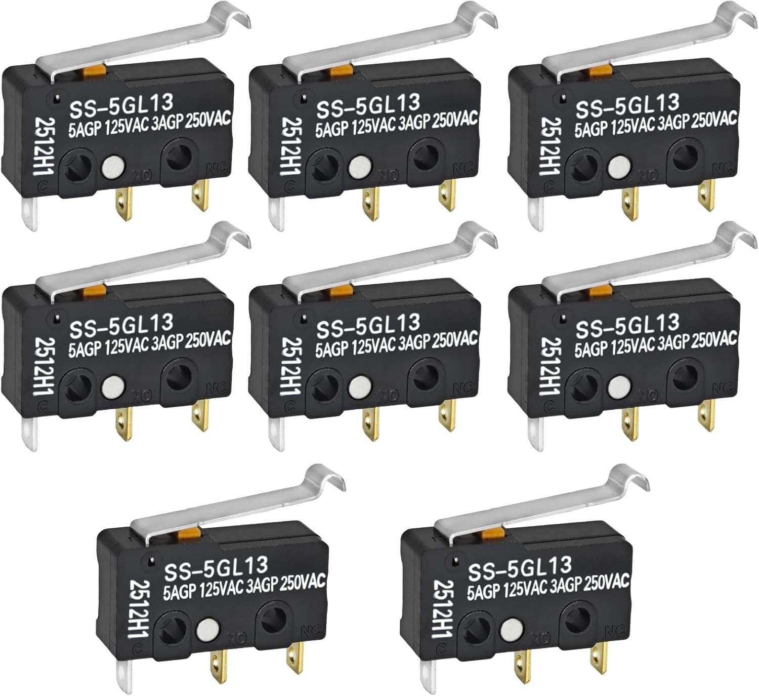 SS 5GL13 Micro Limit Switch Curved Tip Lever 5A 125VAC 3 Pi Number of Items: 8