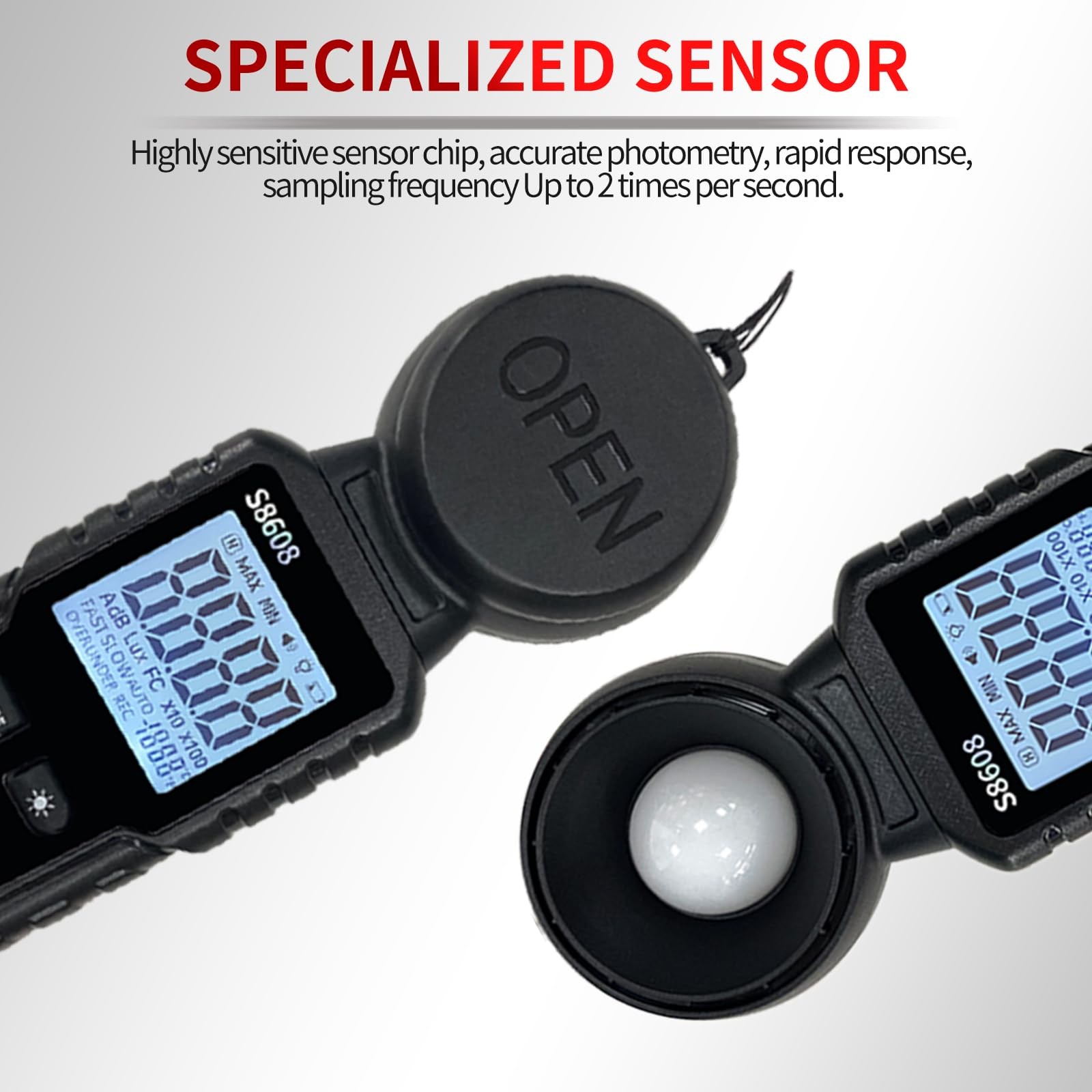 Digital Light Meter 20 to 200,000 Lux 18,500FC Illuminance Photometer