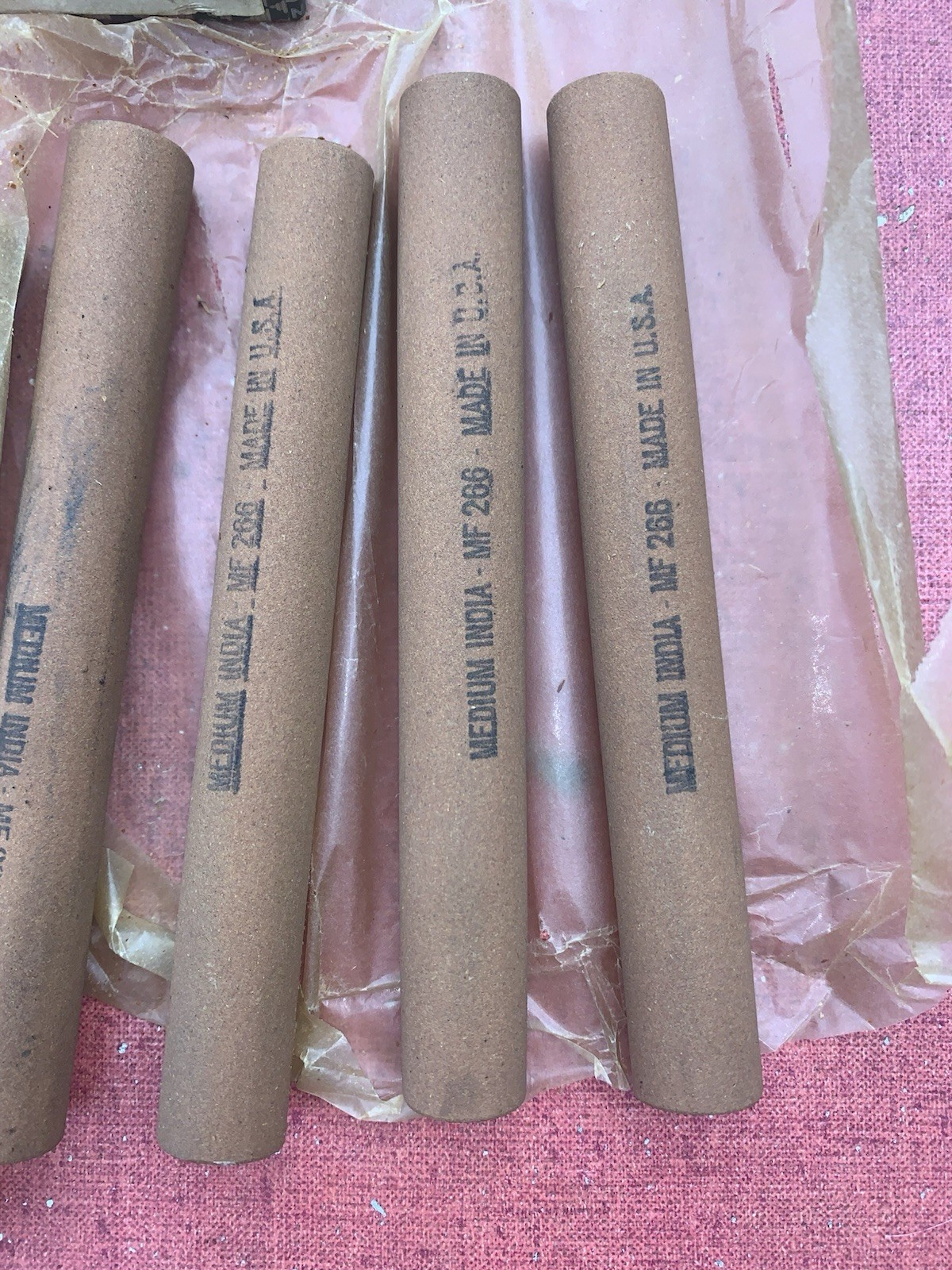 Excellent Six 3/4” Round X 6” USA India Stones Mostly New MF 266 Medium