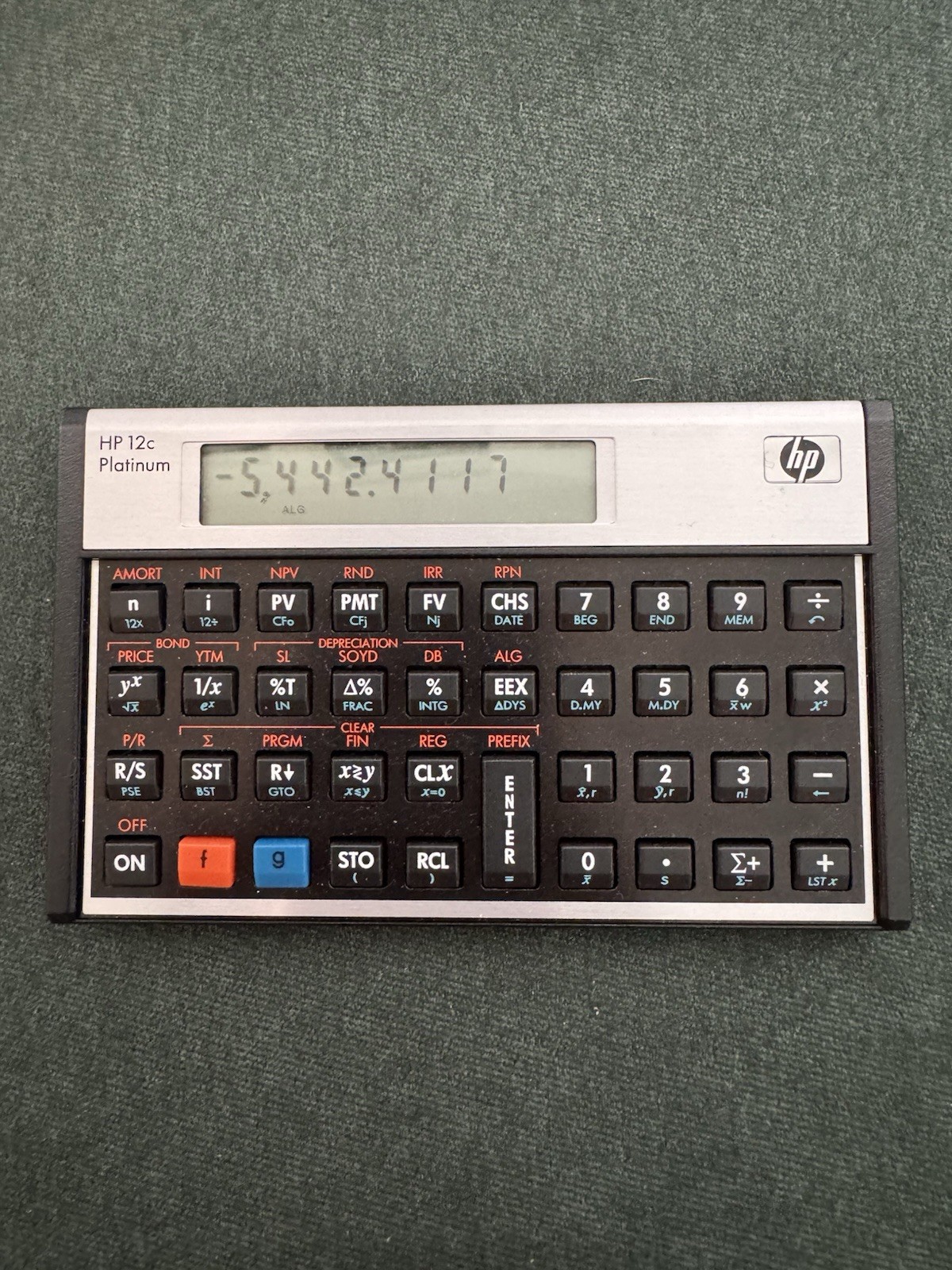 HP 12c Platinum Financial Pocket Calculator LCD Display Battery w/ Slip Case