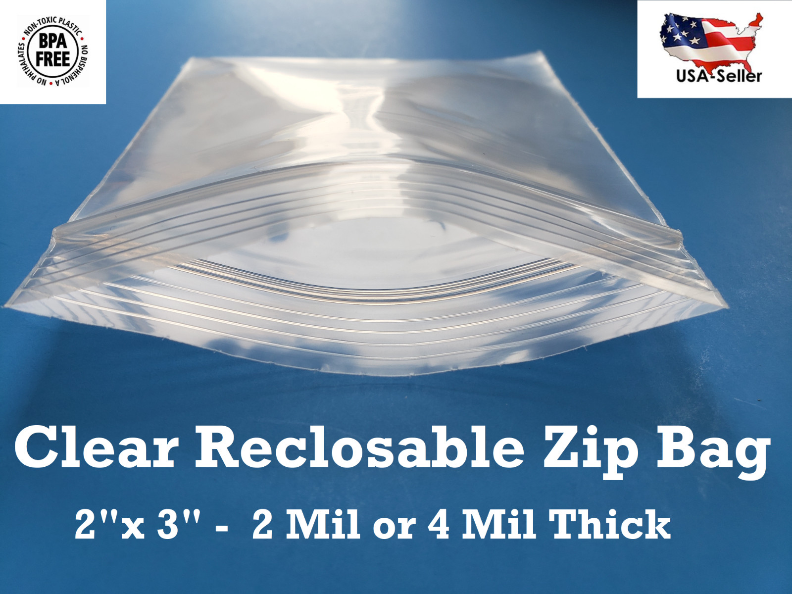 2″x 3″ Clear 2 or 4 Mil Plastic Zip Seal Bag Reclosable Top Lock Small Baggie