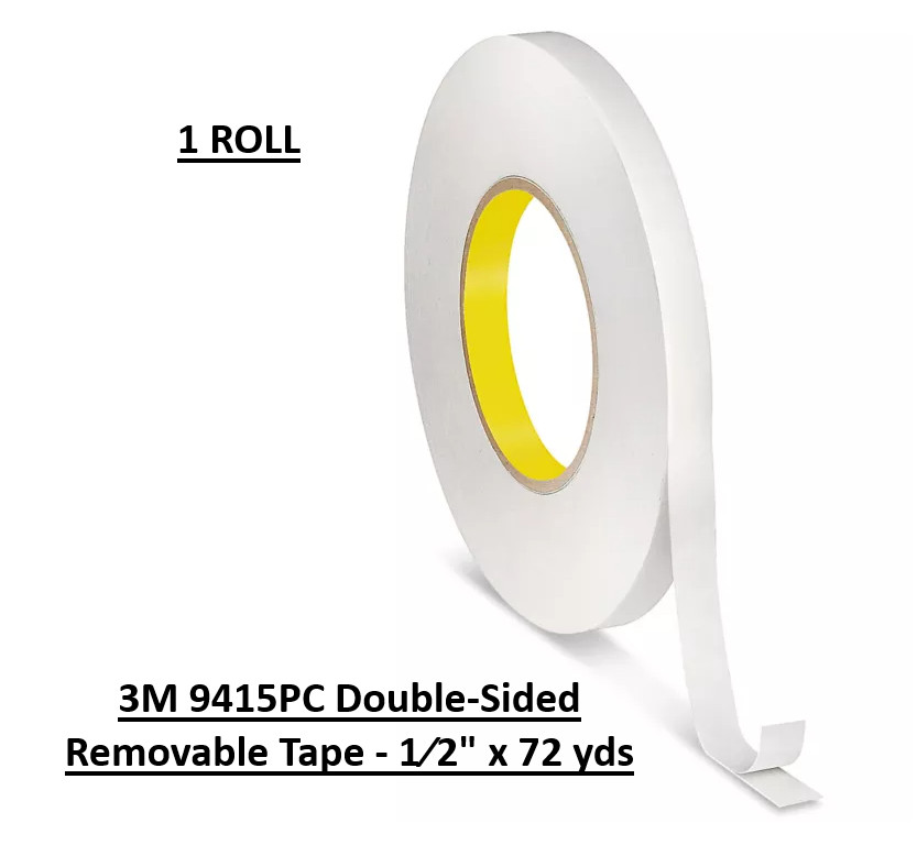 1 ROLL – 3M 9415PC 1/4” x 72 yds. Removable Repositioning Tape 2 Mil CLEAR