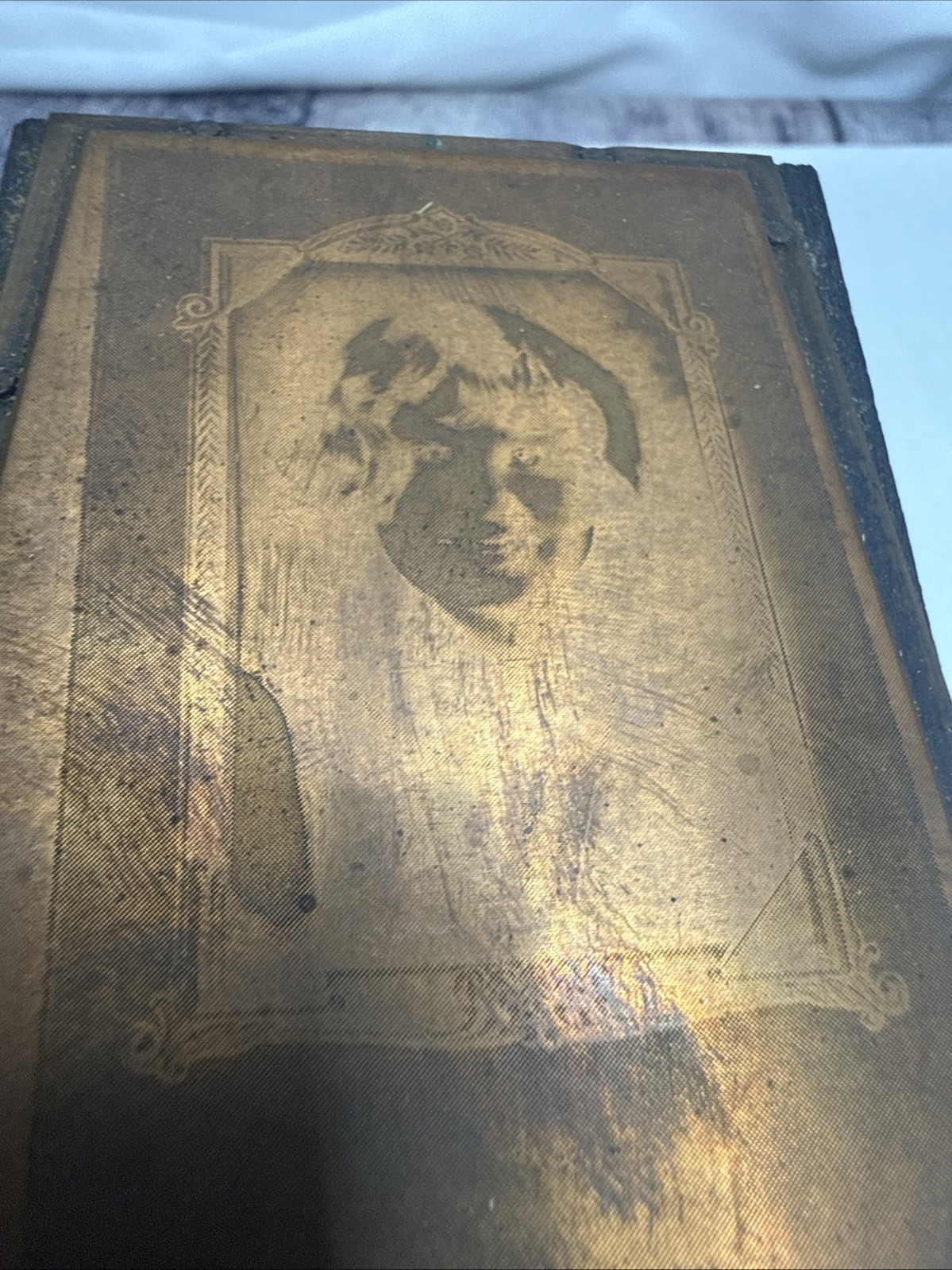 Antique Copper LETTERPRESS Photo Negative Printing Plate BLOCK Woman Portrait