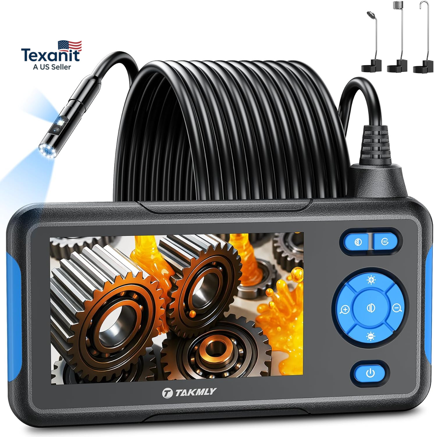 Endoscope Camera with Light, Dual Lens 1080P Industrial Borescope with 8 LED Lig