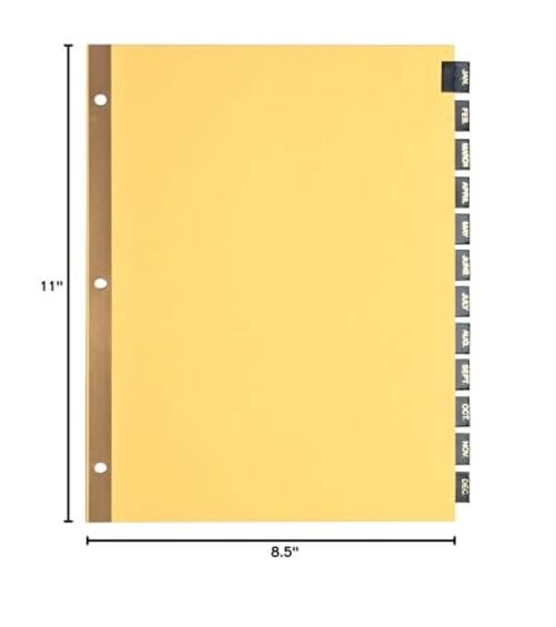 Monthly Black Leather Tab Index Dividers