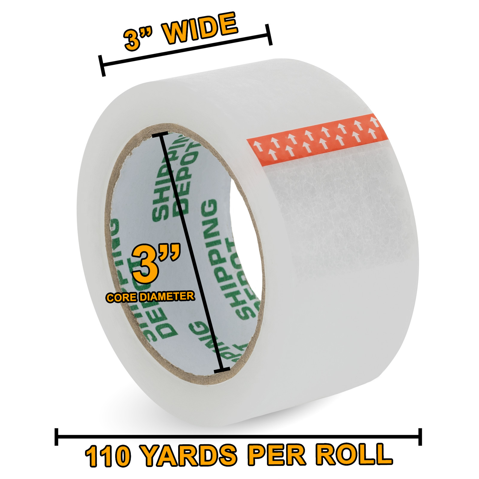 1 Roll of Shipping Depot Carton Box Sealing Clear Packing Tape 3″ x 110 Yds